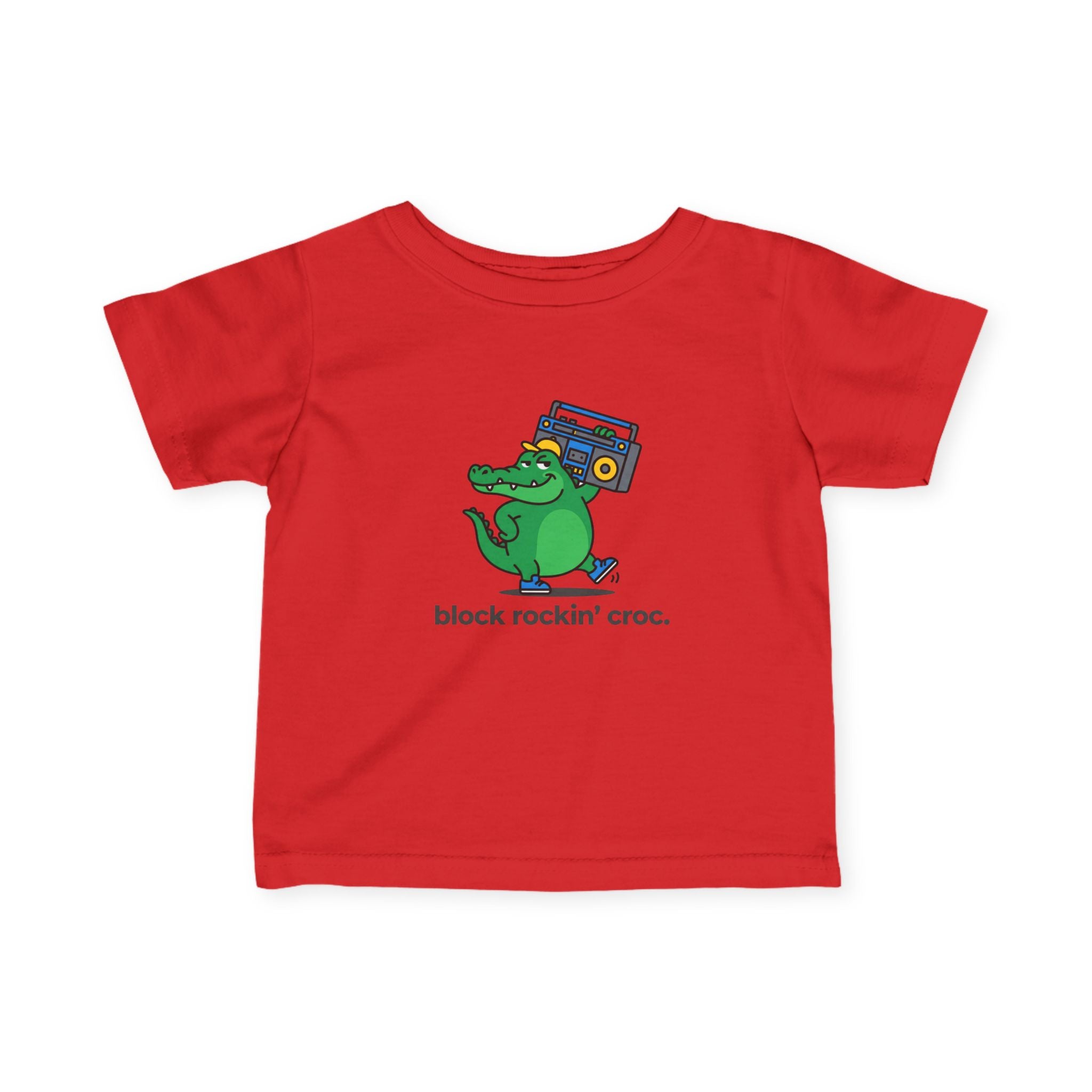 Infant Tee - 'Block Rockin' Croc' Cute Alligator Baby Shirt - 100% Cotton