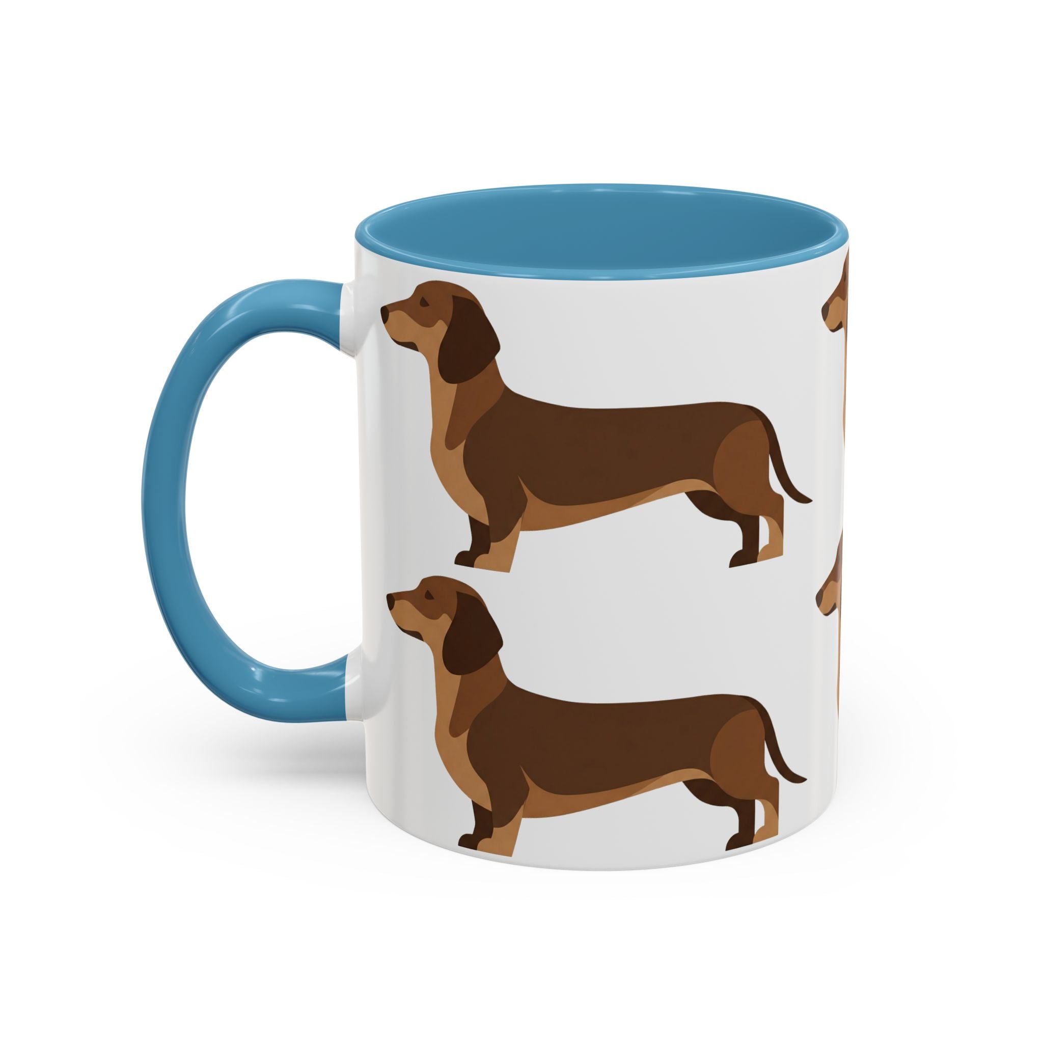 Dachshund Pattern Accent Coffee Mug — Cute Wiener Sausage Dog Ceramic Mug (11/15 oz)