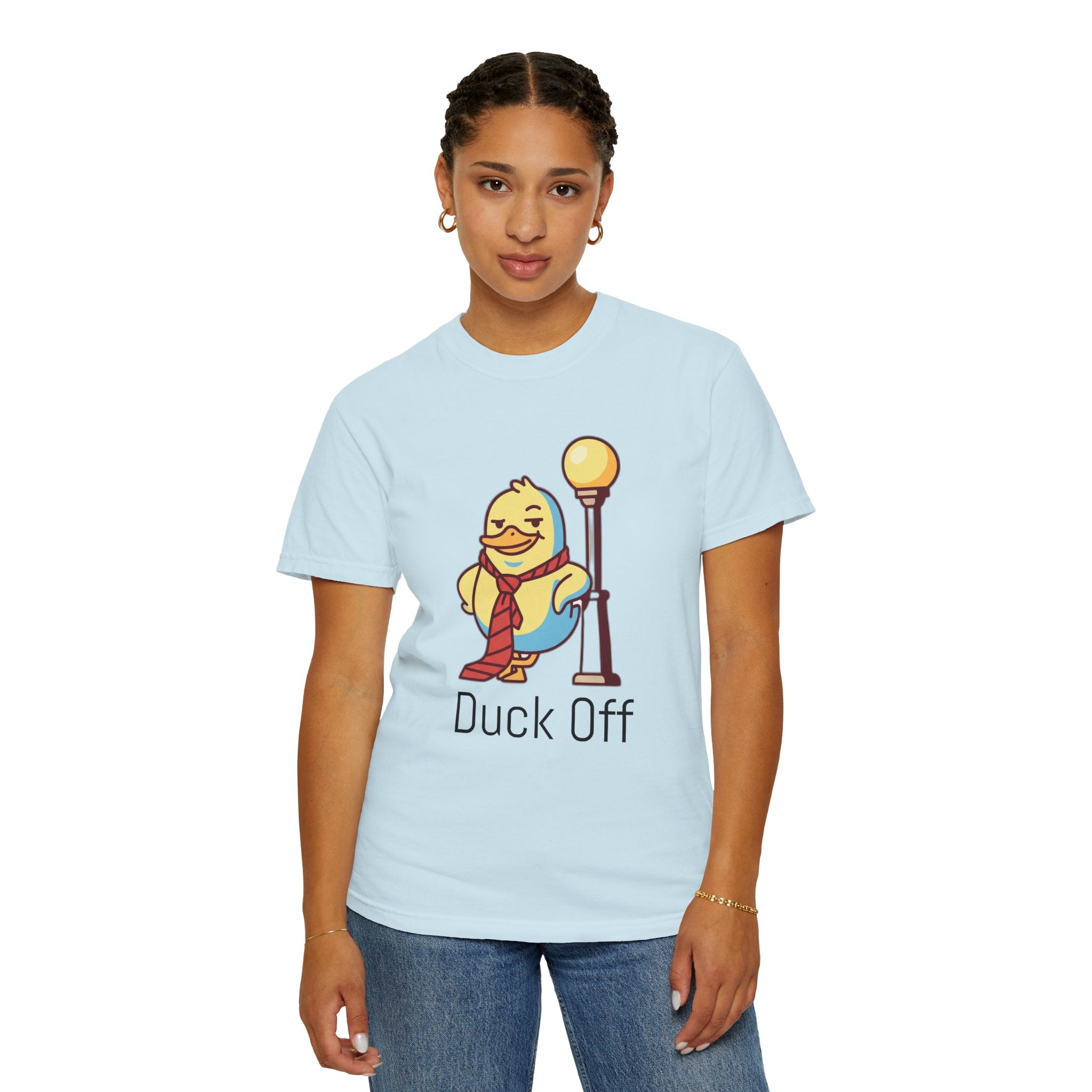 Duck Off T-Shirt — Kawaii Cheeky Duck in Red Tie - 100% Cotton
