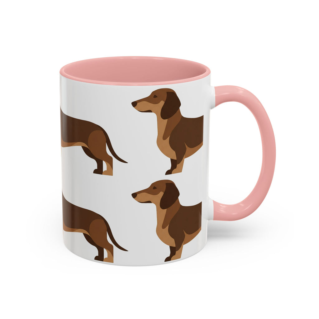 Dachshund Pattern Accent Coffee Mug — Cute Wiener Sausage Dog Ceramic Mug (11/15 oz)