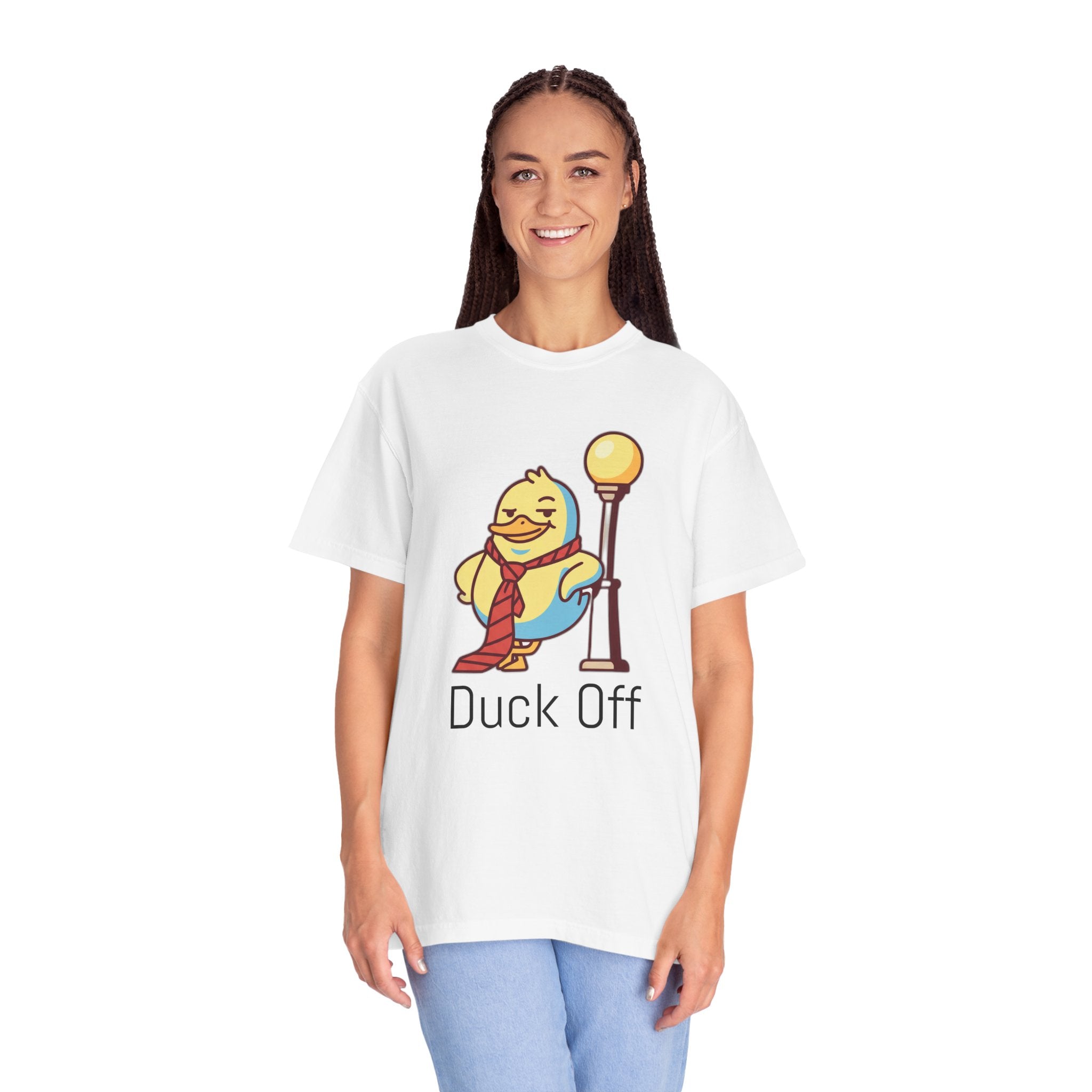 Duck Off T-Shirt — Kawaii Cheeky Duck in Red Tie - 100% Cotton