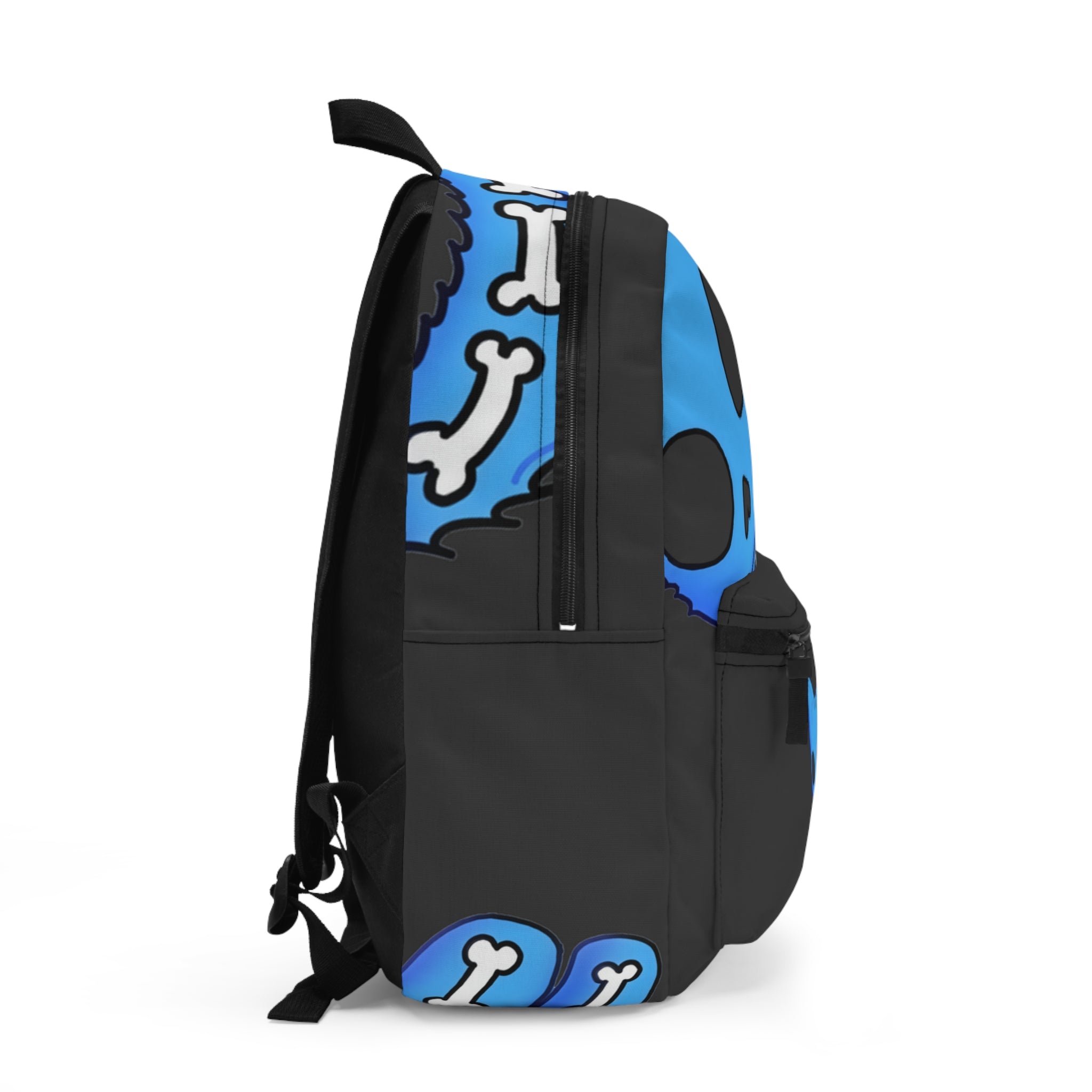 Blue / Black Skeleton Cat Backpack - Cute Spooky Skull Kitty School Bag