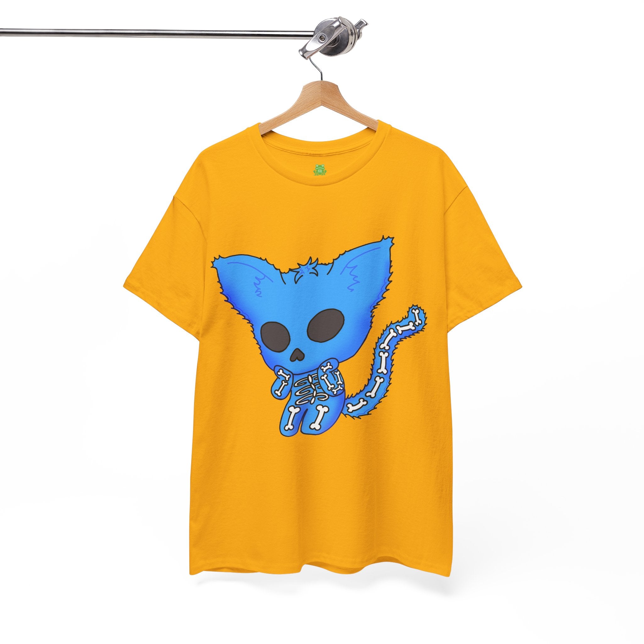Blue Skeleton Cat Graphic Tee - Cute Creepy Kitty Shirt - 100% Cotton