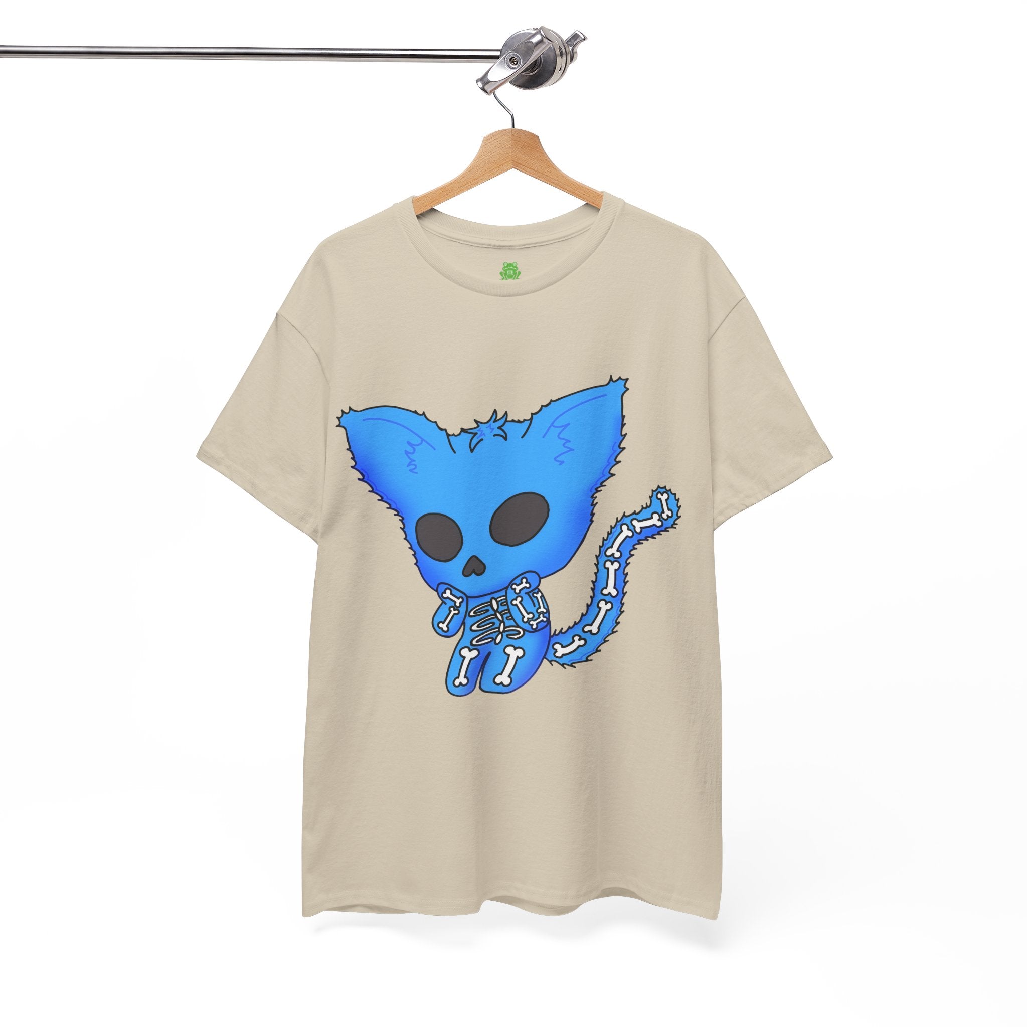 Blue Skeleton Cat Graphic Tee - Cute Creepy Kitty Shirt - 100% Cotton