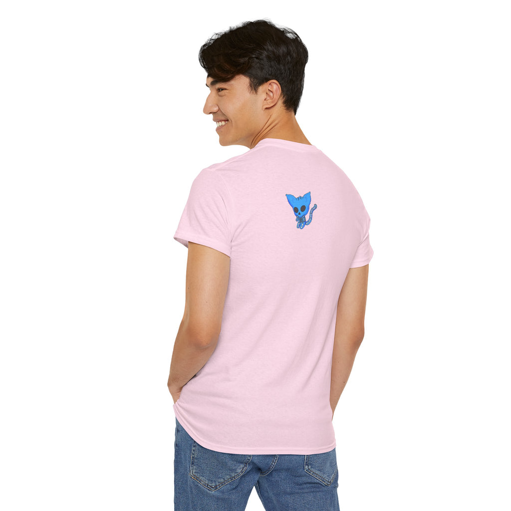Blue Skeleton Cat Graphic Tee - Cute Creepy Kitty Shirt - 100% Cotton