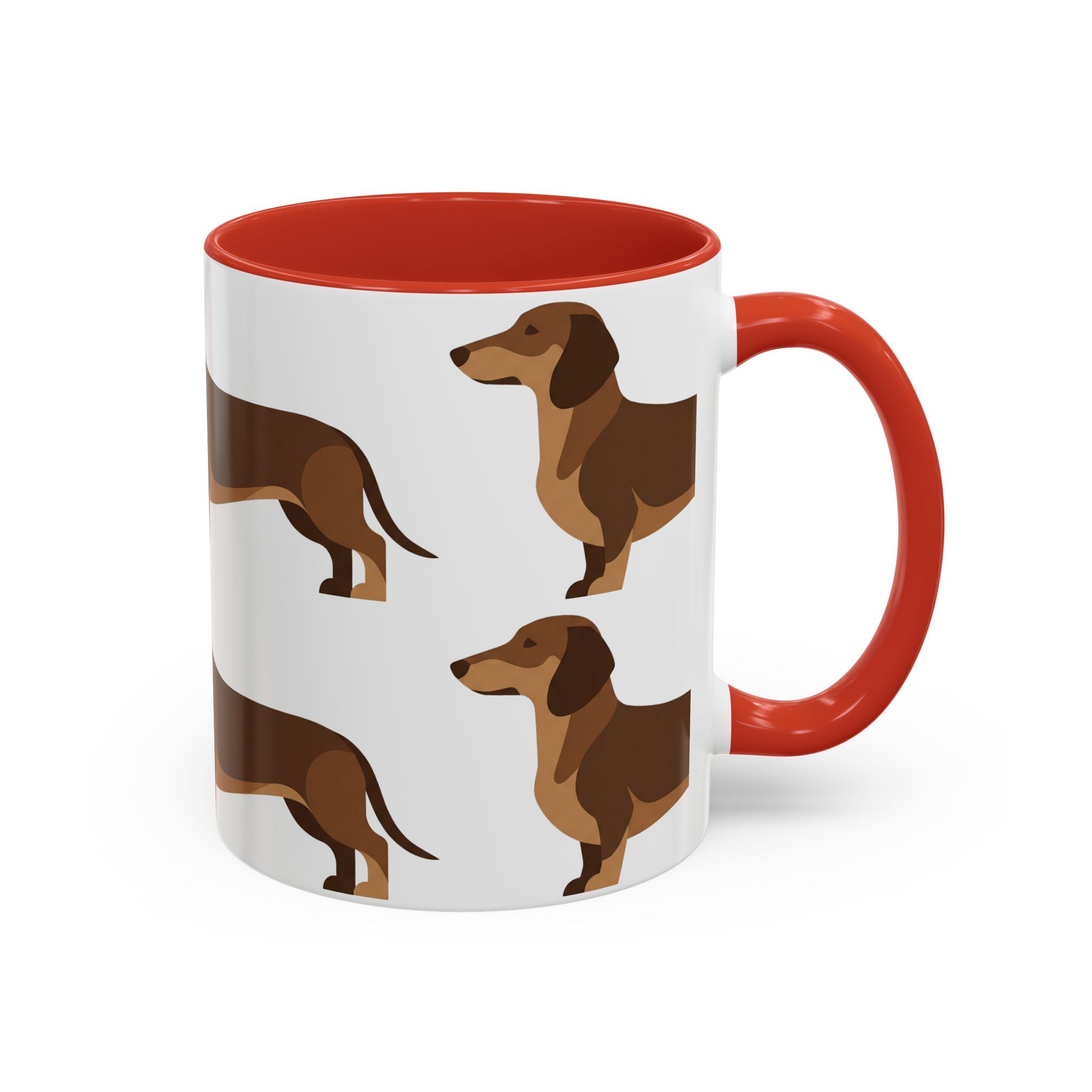 Dachshund Pattern Accent Coffee Mug — Cute Wiener Sausage Dog Ceramic Mug (11/15 oz)