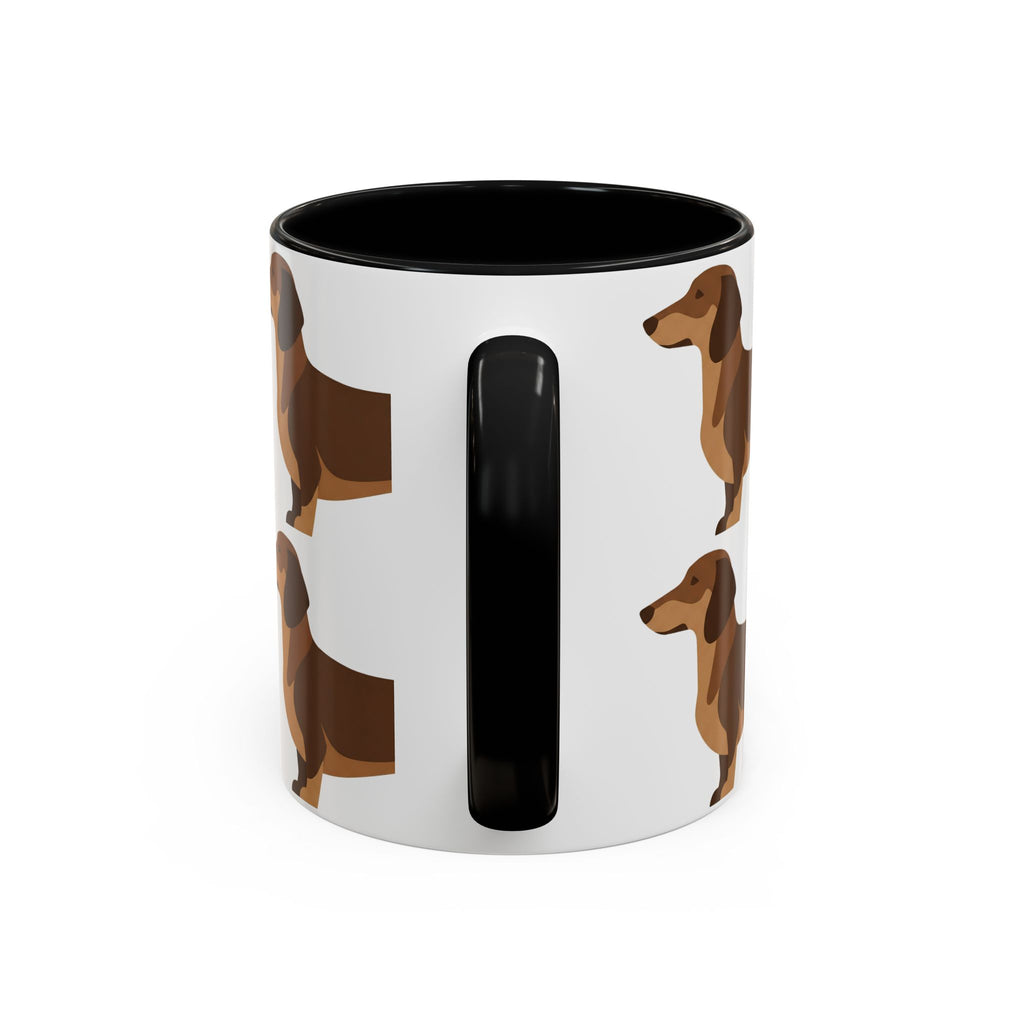 Dachshund Pattern Accent Coffee Mug — Cute Wiener Sausage Dog Ceramic Mug (11/15 oz)