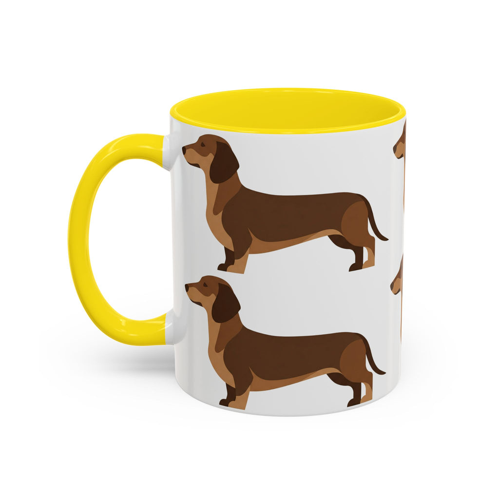 Dachshund Pattern Accent Coffee Mug — Cute Wiener Sausage Dog Ceramic Mug (11/15 oz)