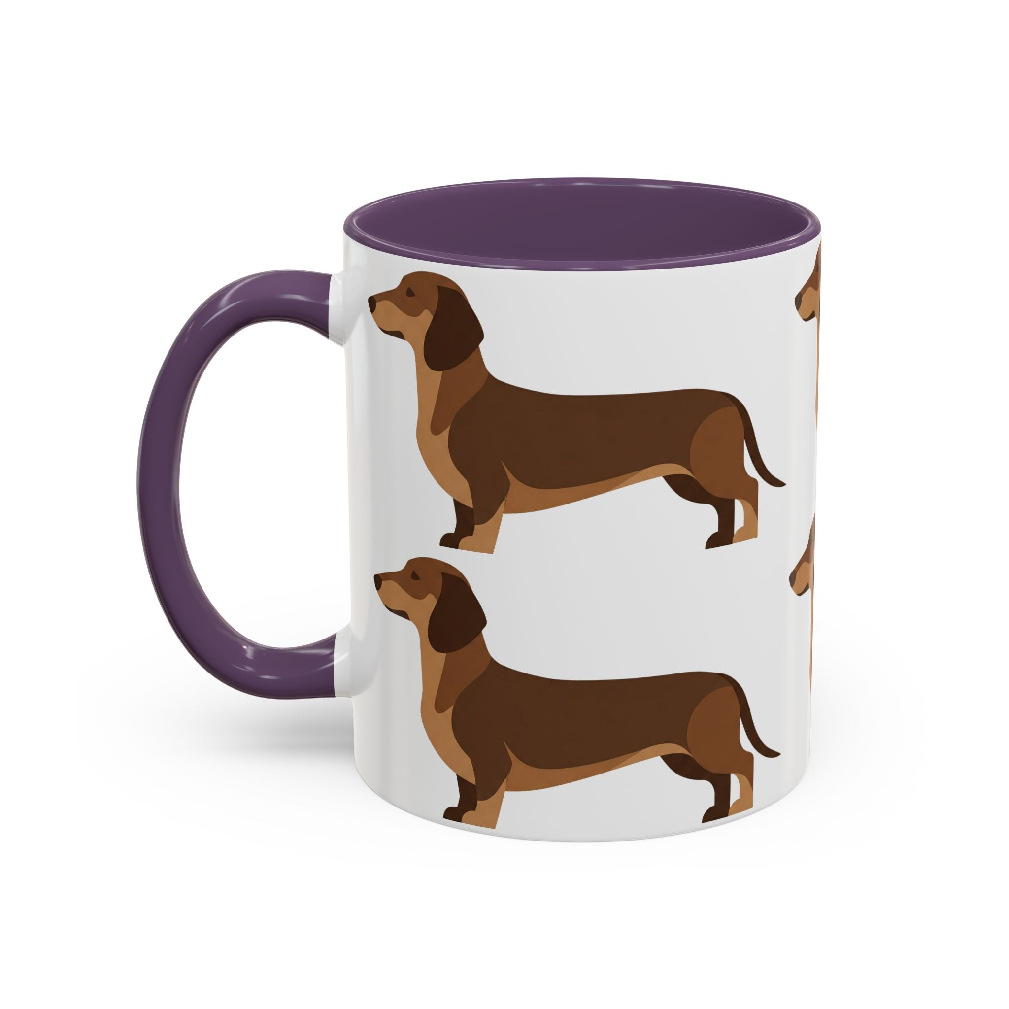 Dachshund Pattern Accent Coffee Mug — Cute Wiener Sausage Dog Ceramic Mug (11/15 oz)