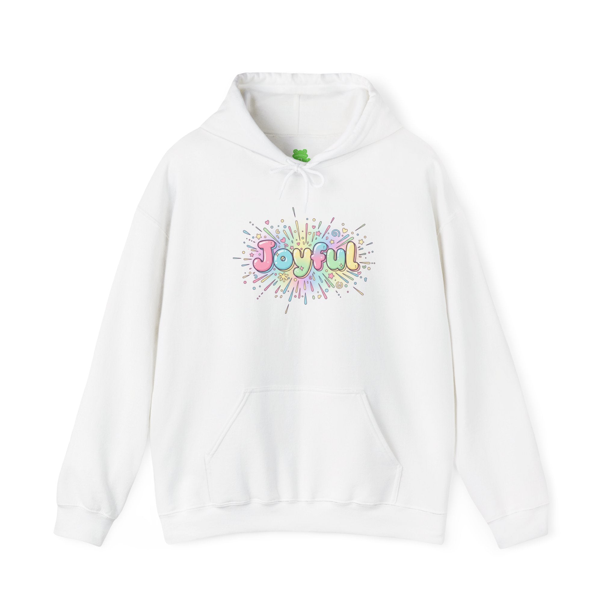 Joyful bubble letters Hoodie | chaotic cute typography, rainbow gradient