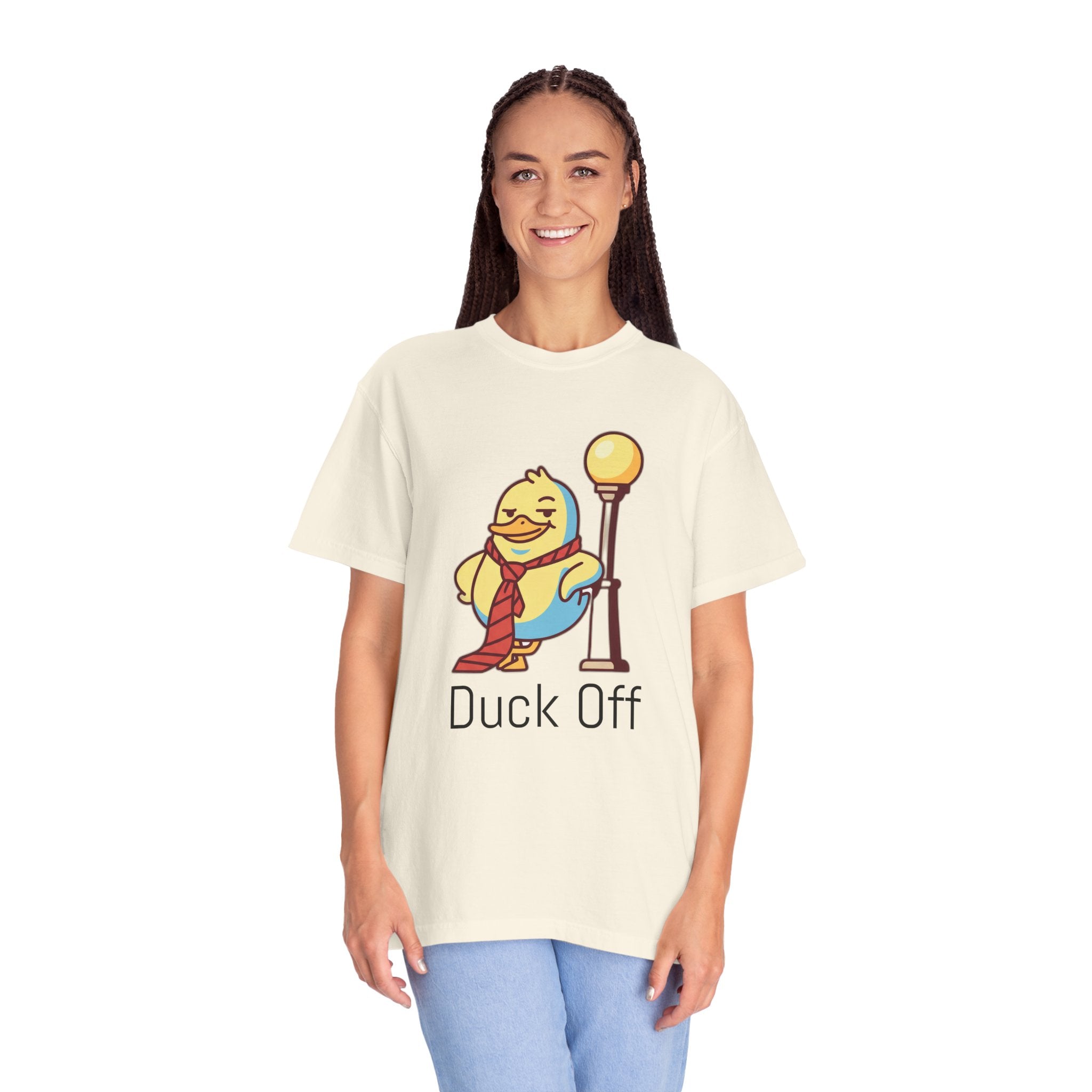Duck Off T-Shirt — Kawaii Cheeky Duck in Red Tie - 100% Cotton