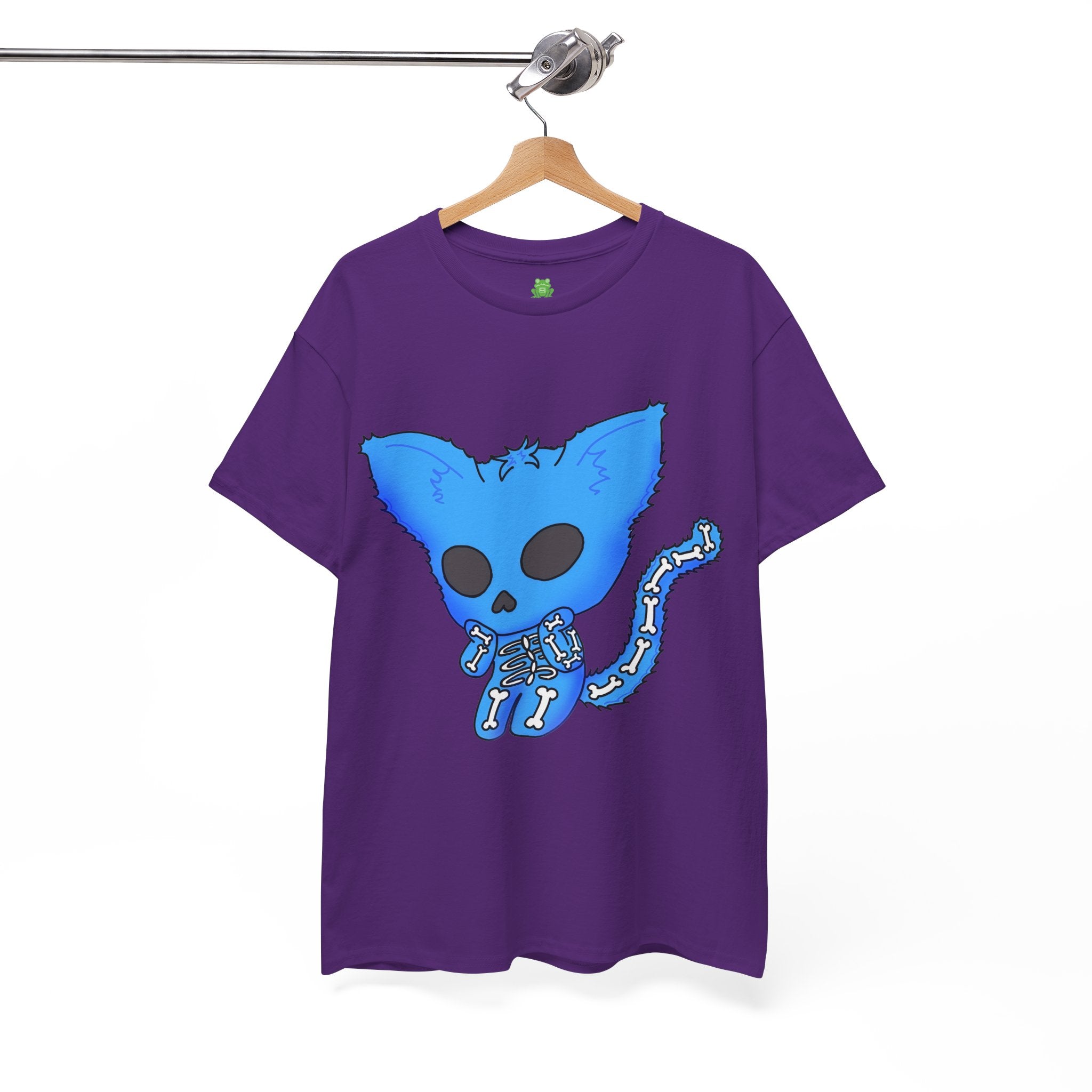 Blue Skeleton Cat Graphic Tee - Cute Creepy Kitty Shirt - 100% Cotton