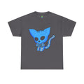 Blue Skeleton Cat Graphic Tee - Cute Creepy Kitty Shirt - 100% Cotton