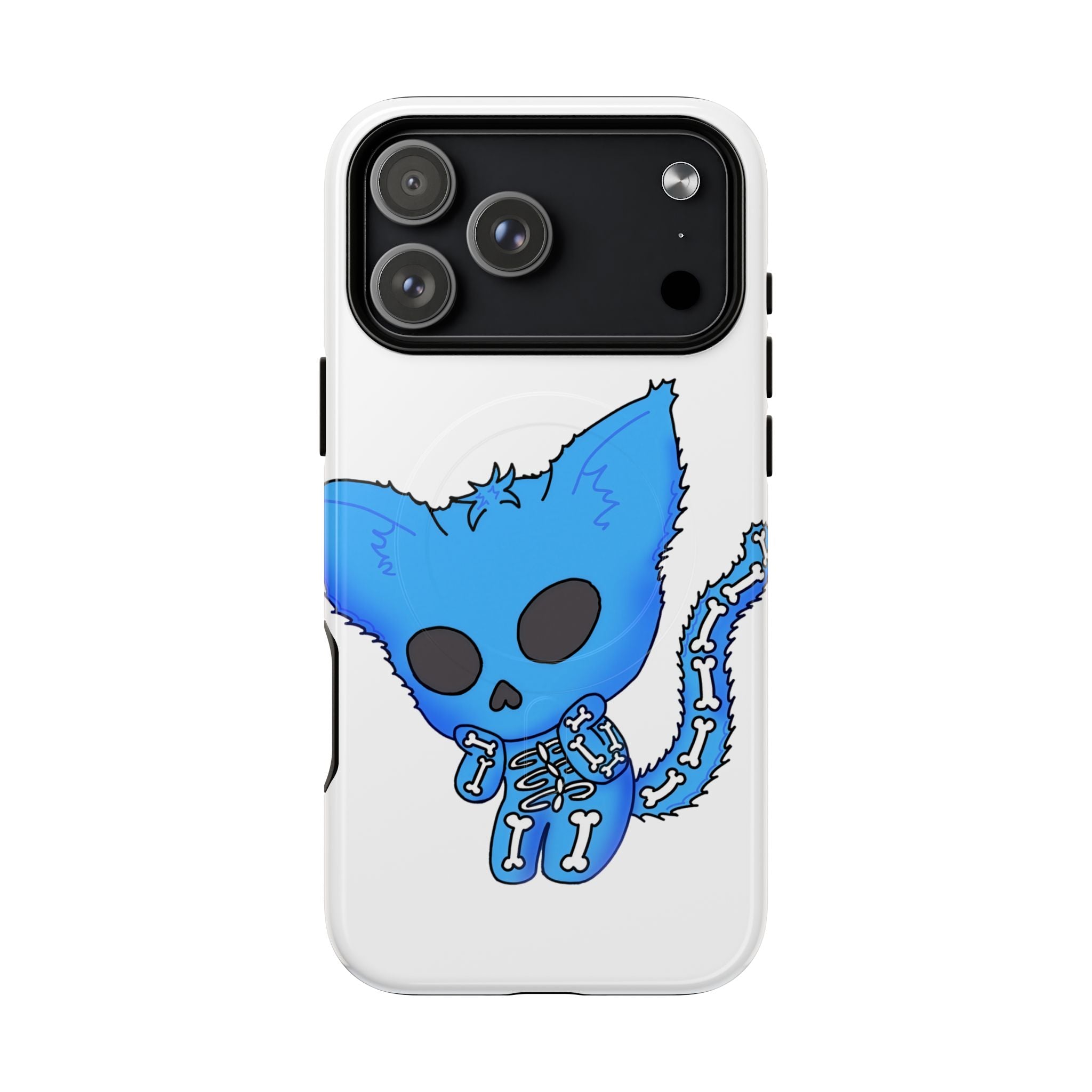 Blue Skeleton Cat Tough Magnetic Phone Case | Design by Jessica B
