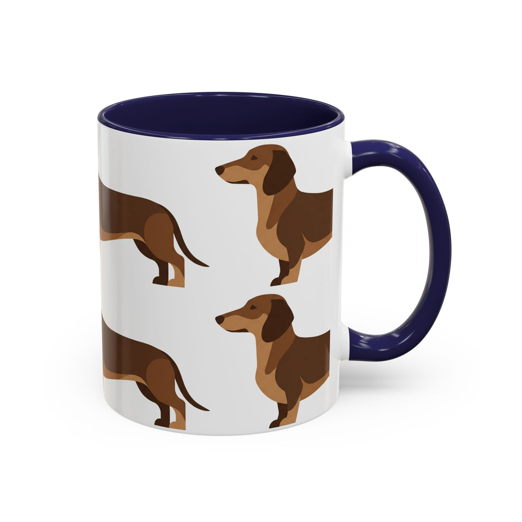 Dachshund Pattern Accent Coffee Mug — Cute Wiener Sausage Dog Ceramic Mug (11/15 oz)