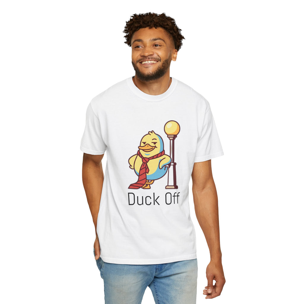 Duck Off T-Shirt — Kawaii Cheeky Duck in Red Tie - 100% Cotton