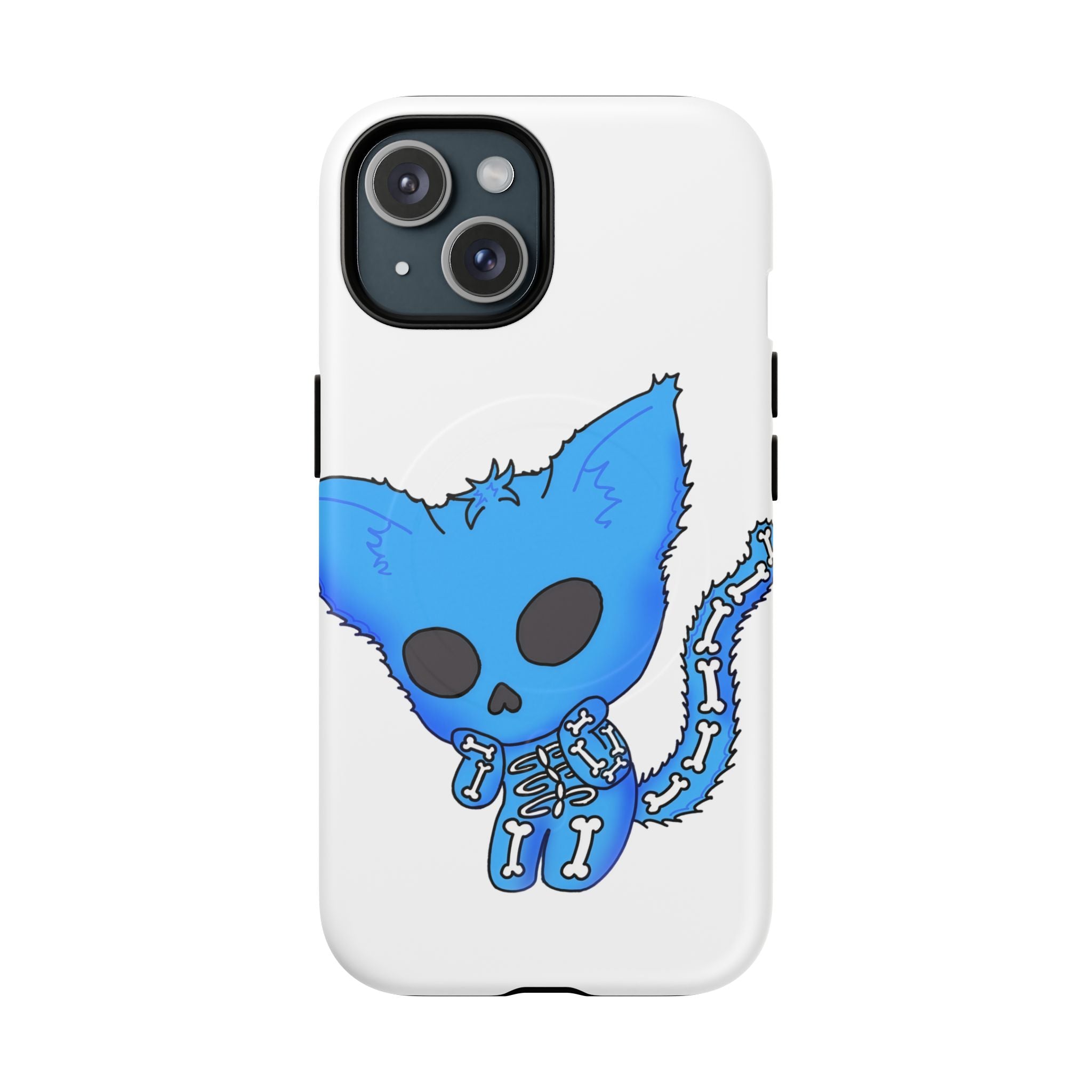 Blue Skeleton Cat Tough Magnetic Phone Case | Design by Jessica B
