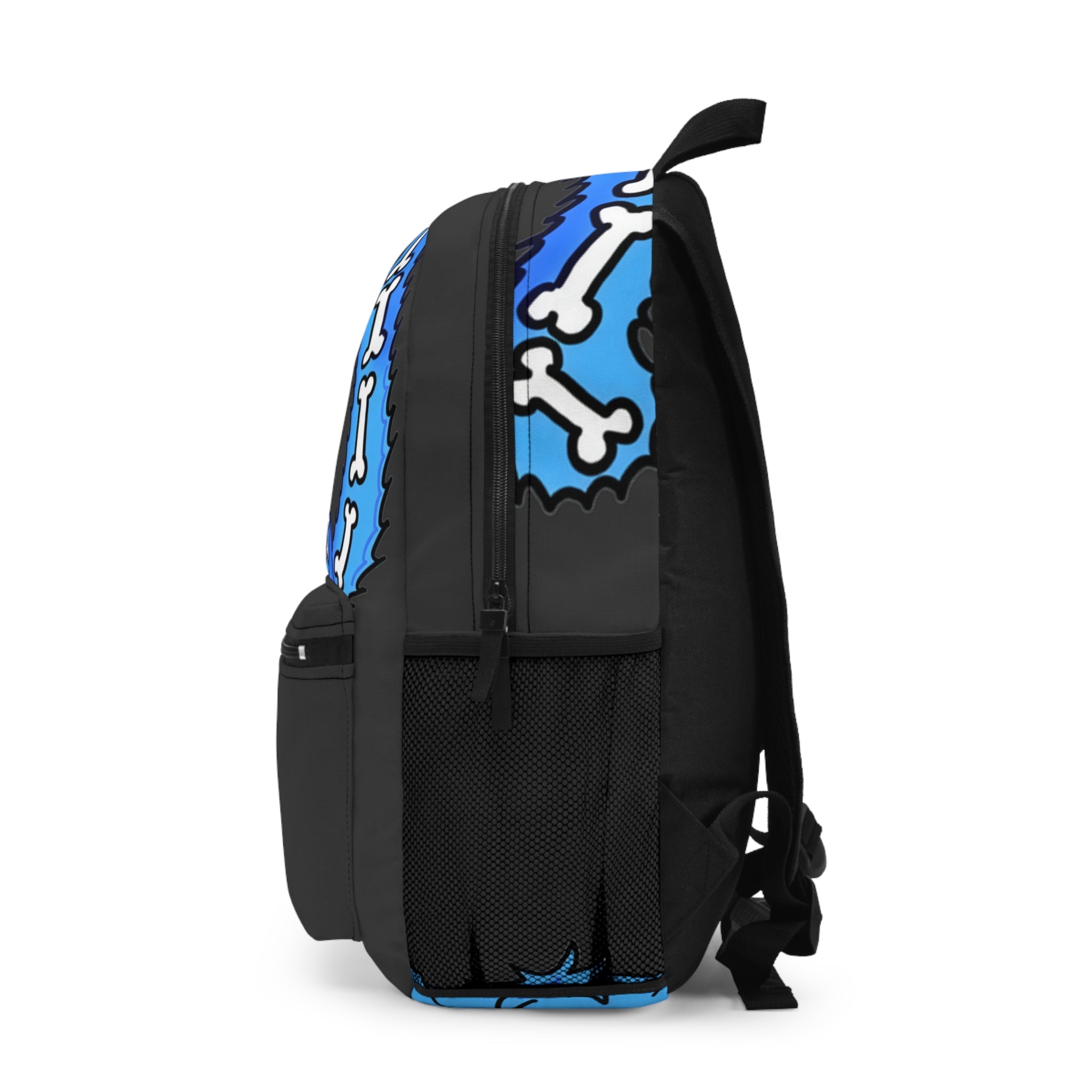 Blue / Black Skeleton Cat Backpack - Cute Spooky Skull Kitty School Bag