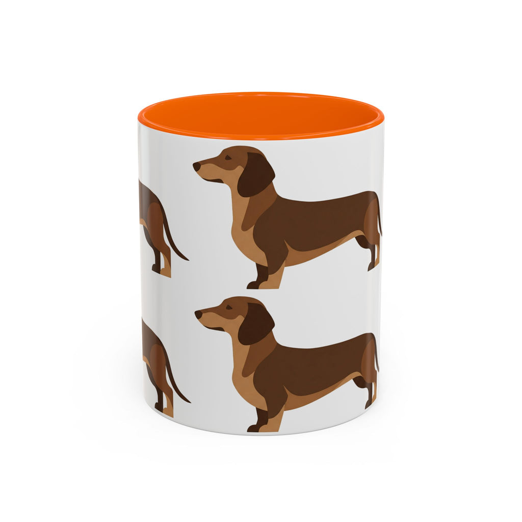 Dachshund Pattern Accent Coffee Mug — Cute Wiener Sausage Dog Ceramic Mug (11/15 oz)
