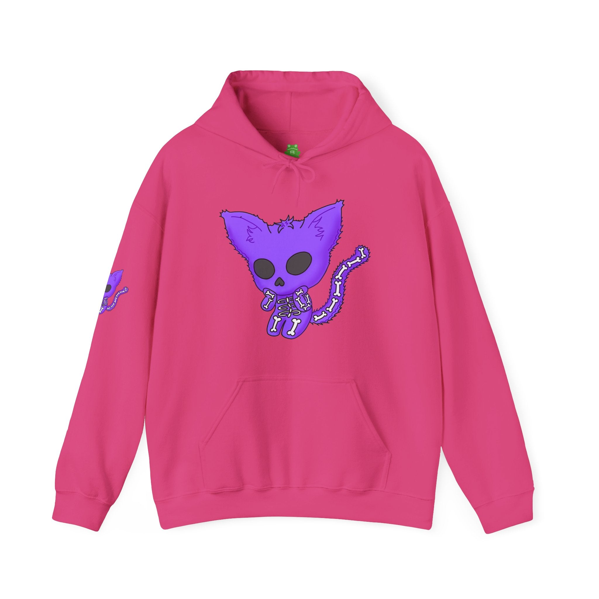 Purple Skeleton Cat Hoodie – Cute Spooky Graphic Sweatshirt