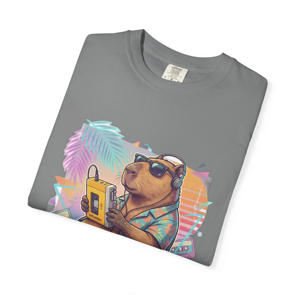 Vintage 80s Capybara T-Shirt — 'NOT TODAY' Neon Walkman Design - 100% Cotton