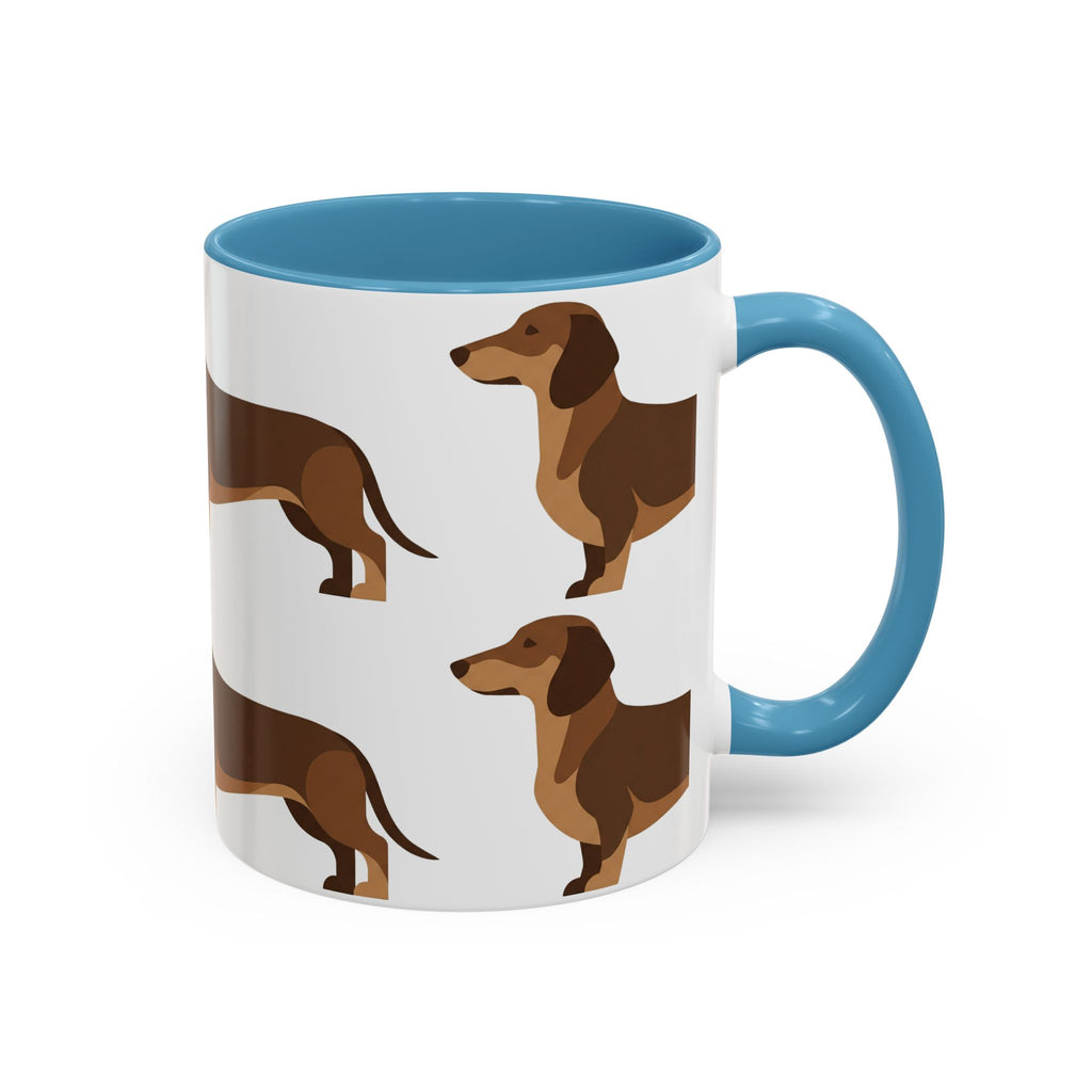 Dachshund Pattern Accent Coffee Mug — Cute Wiener Sausage Dog Ceramic Mug (11/15 oz)