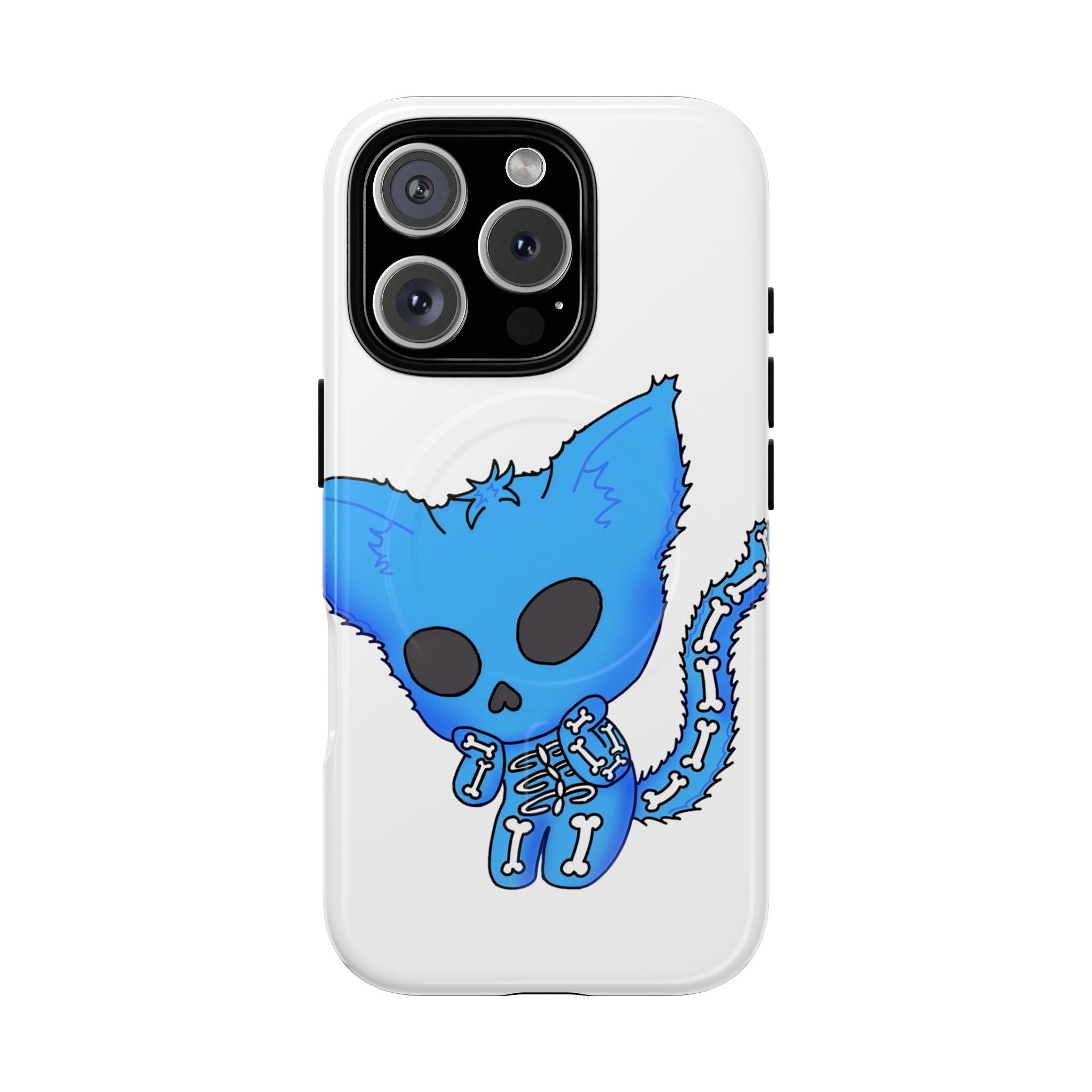 Blue Skeleton Cat Tough Magnetic Phone Case | Design by Jessica B