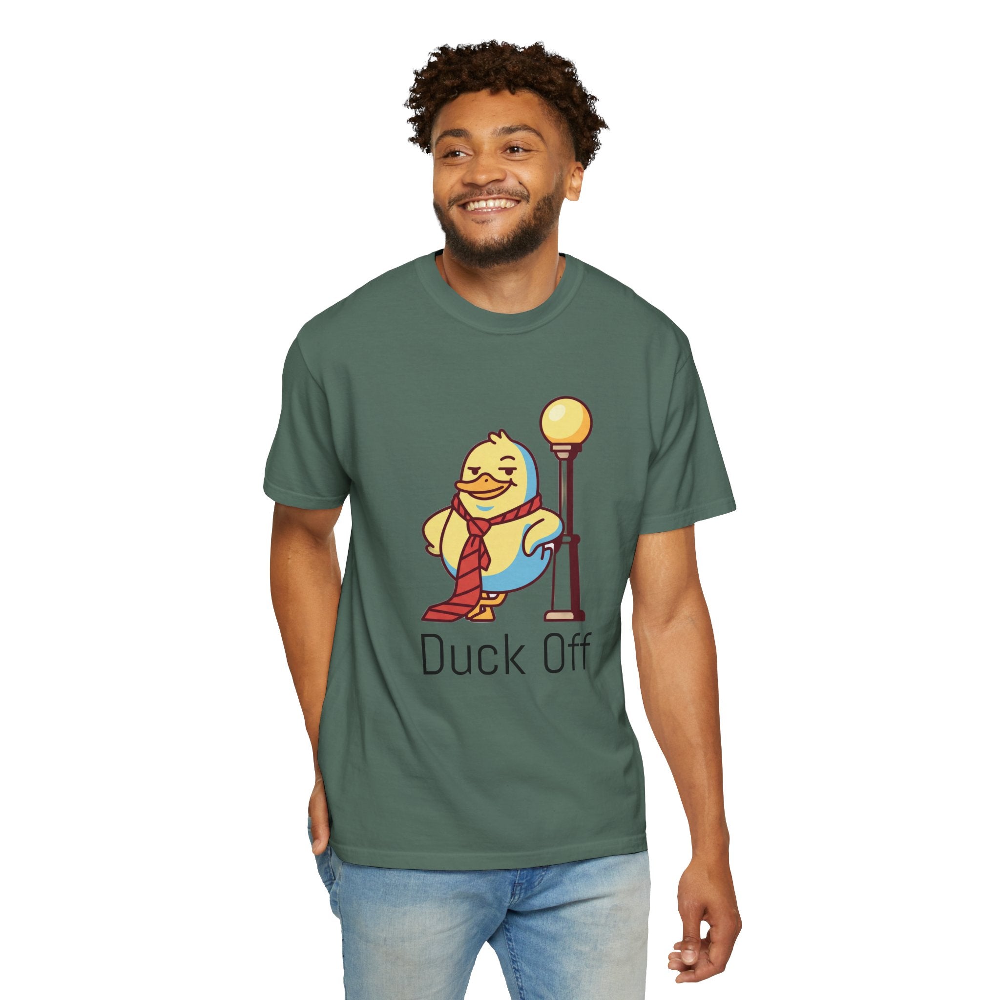Duck Off T-Shirt — Kawaii Cheeky Duck in Red Tie - 100% Cotton