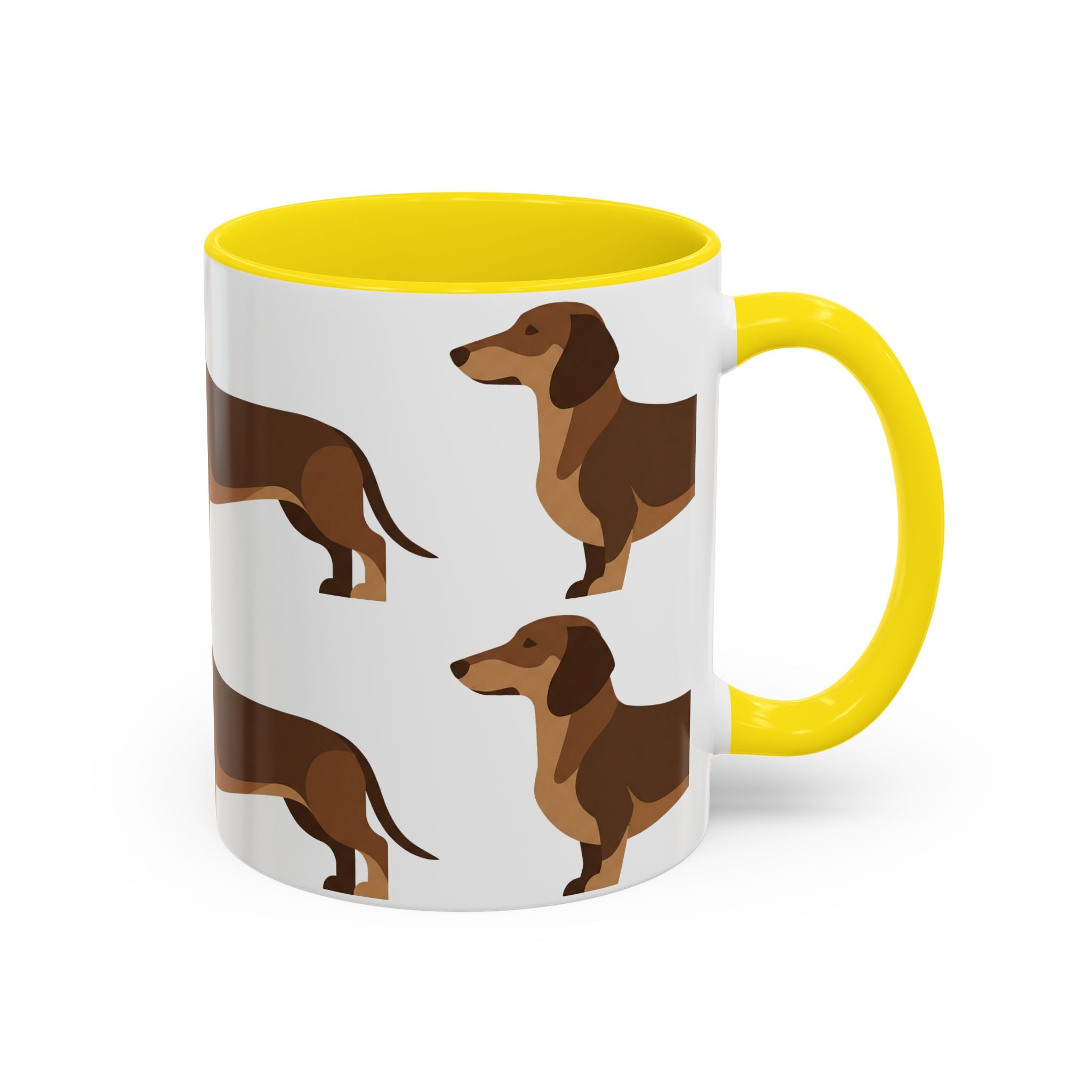 Dachshund Pattern Accent Coffee Mug — Cute Wiener Sausage Dog Ceramic Mug (11/15 oz)
