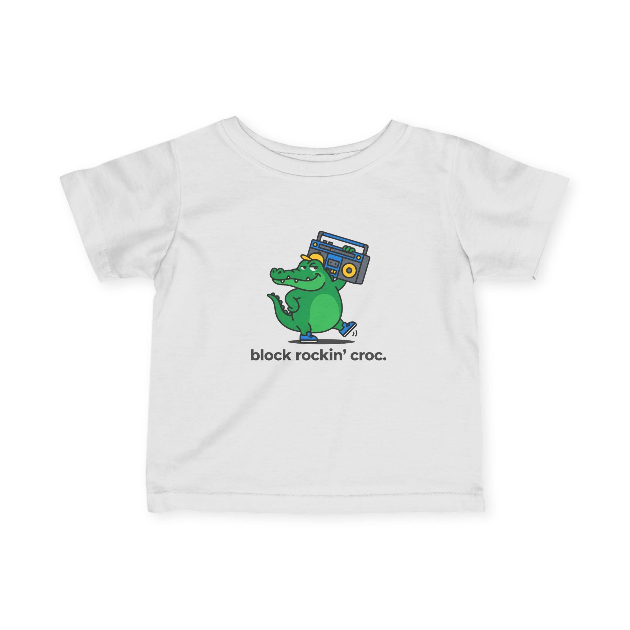 Infant Tee - 'Block Rockin' Croc' Cute Alligator Baby Shirt - 100% Cotton