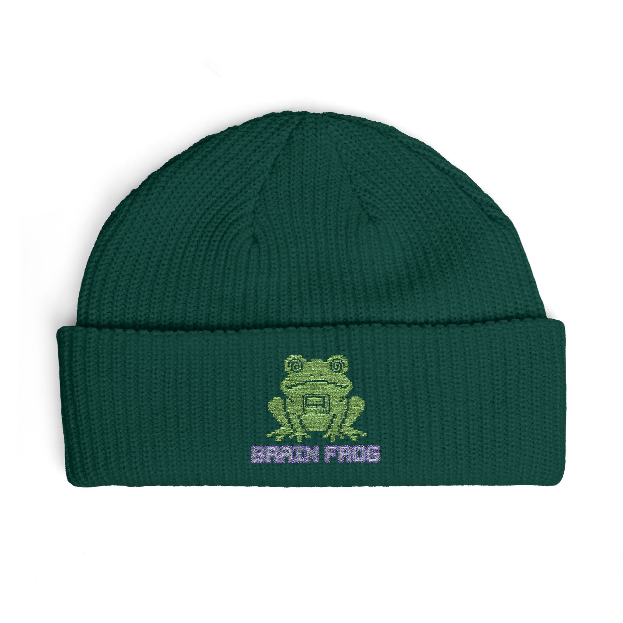 Copy of Embroidered 'Brain Frog' Cuff Beanie