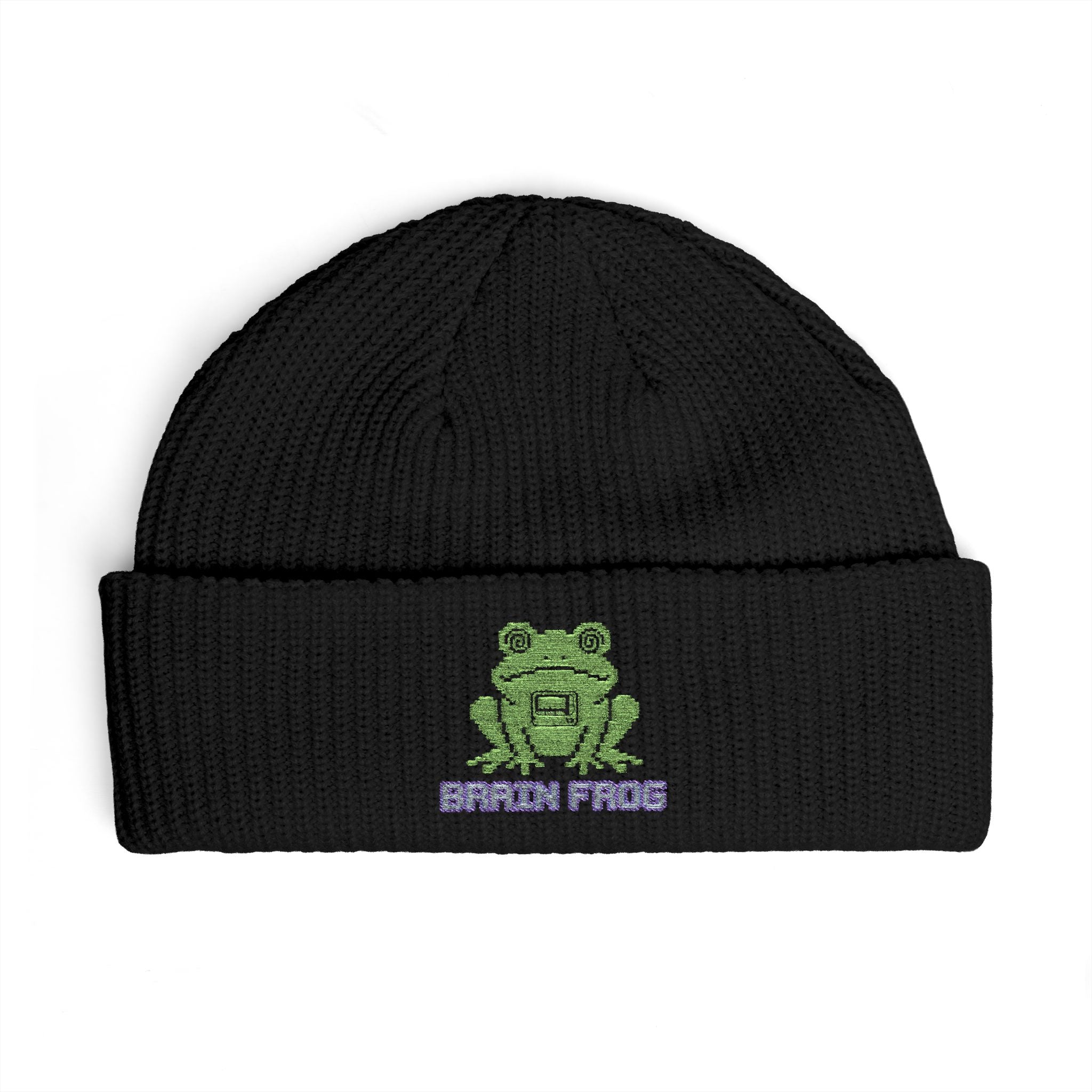 Copy of Embroidered 'Brain Frog' Cuff Beanie