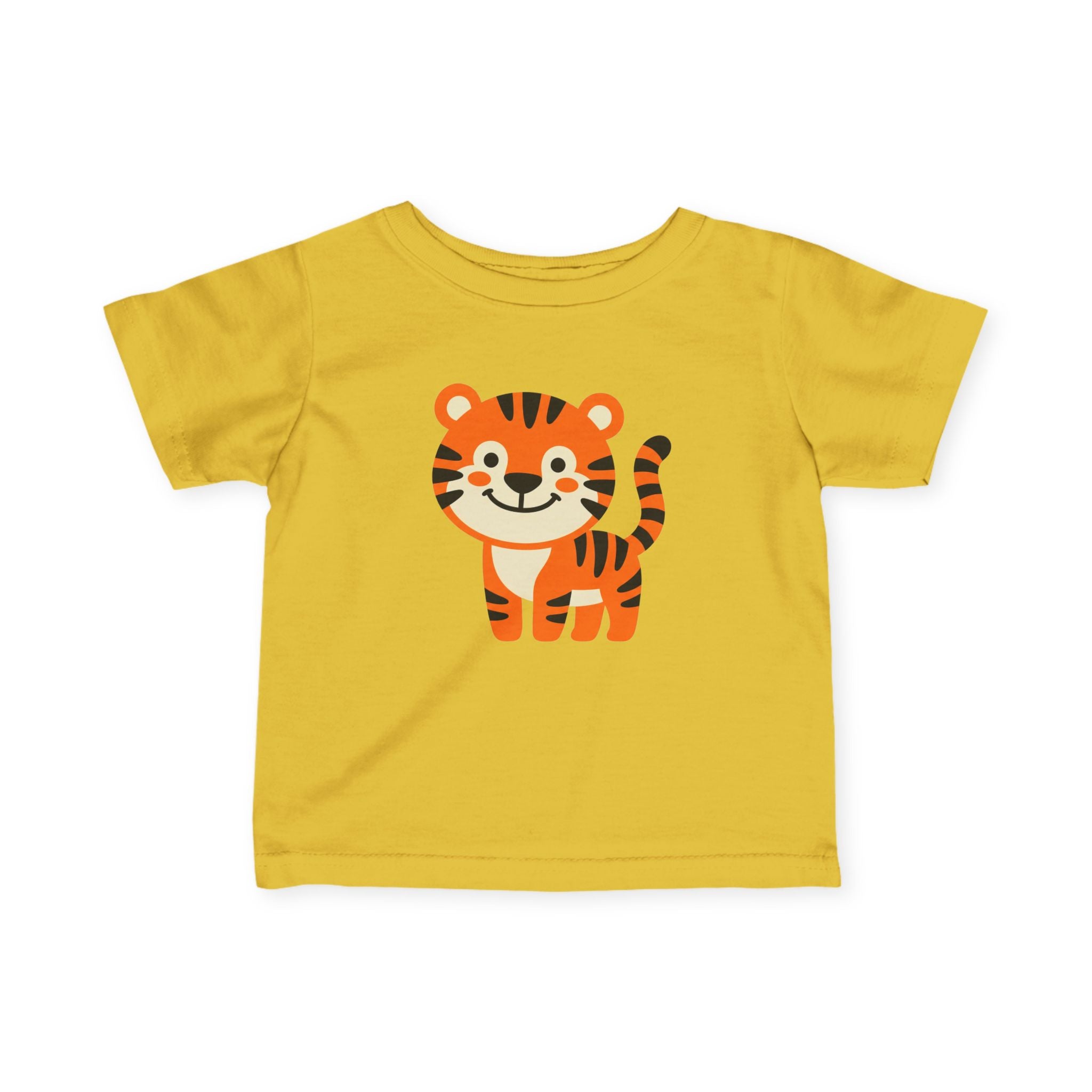 Infant Tee - Cute Smiling Tiger Baby Shirt | Toddler Jungle Animal Top - 100% Cotton - Various Colours