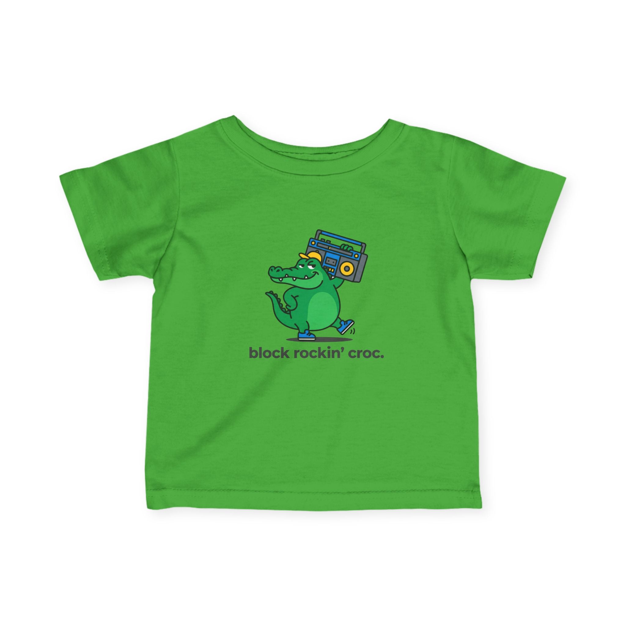 Infant Tee - 'Block Rockin' Croc' Cute Alligator Baby Shirt - 100% Cotton