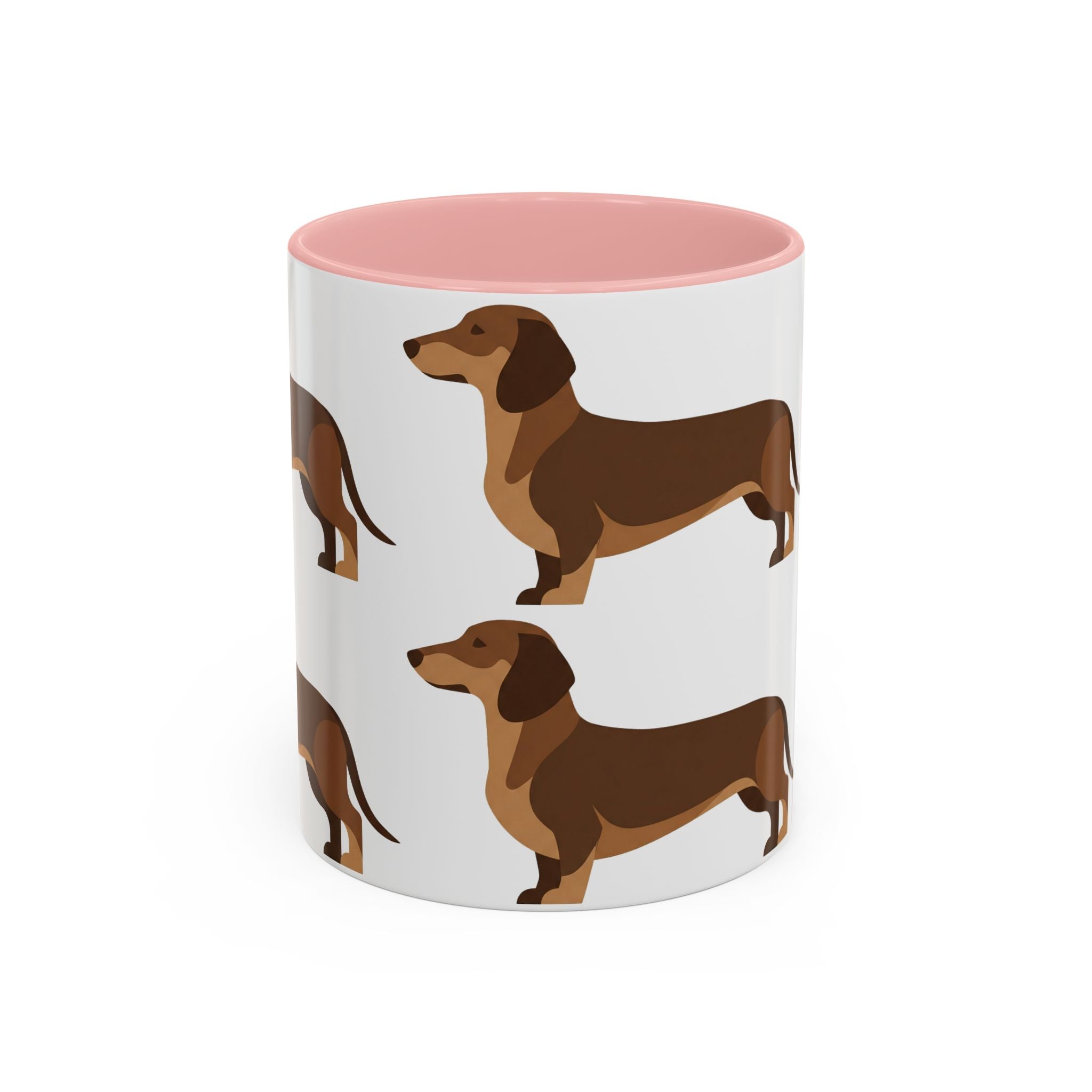 Dachshund Pattern Accent Coffee Mug — Cute Wiener Sausage Dog Ceramic Mug (11/15 oz)