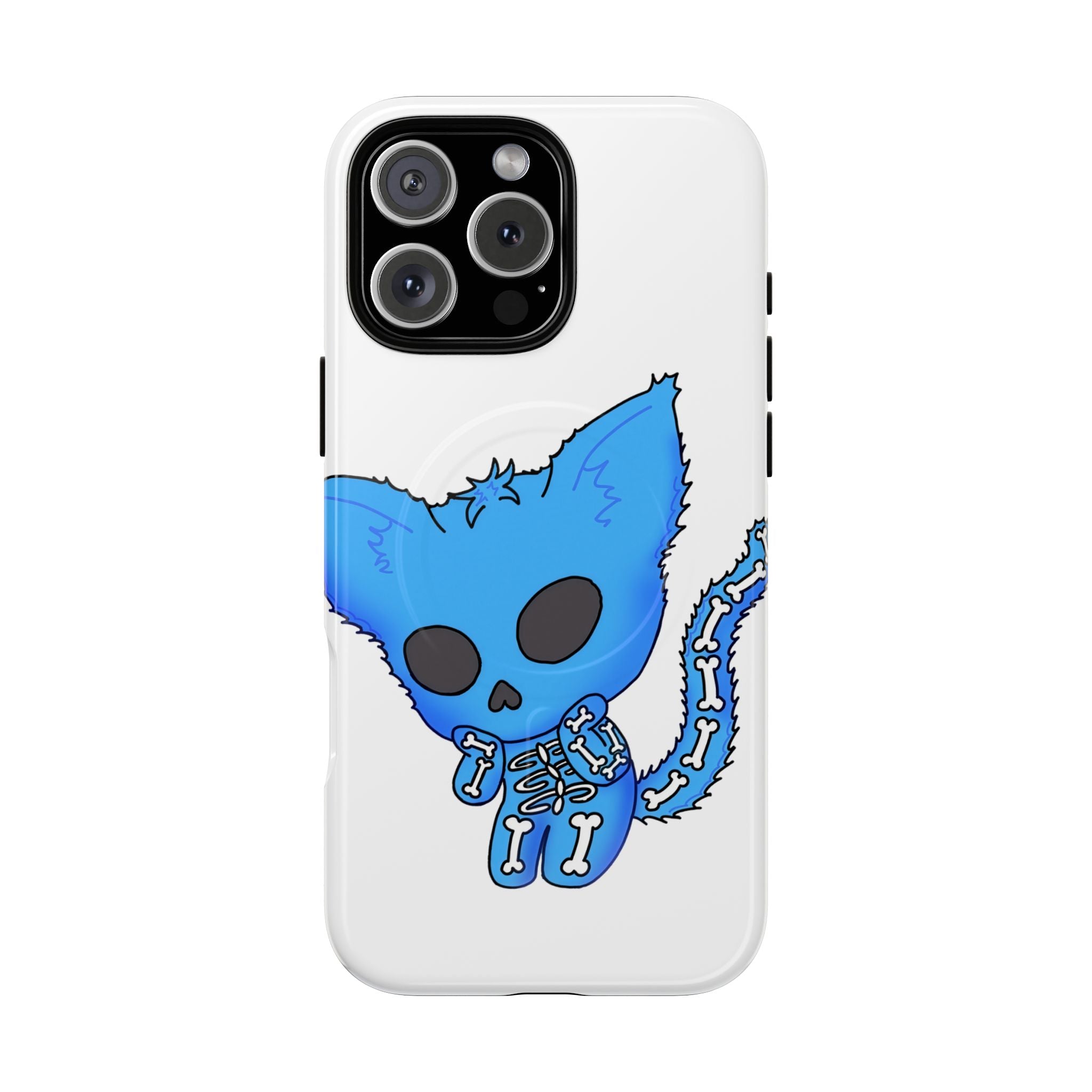 Blue Skeleton Cat Tough Magnetic Phone Case | Design by Jessica B