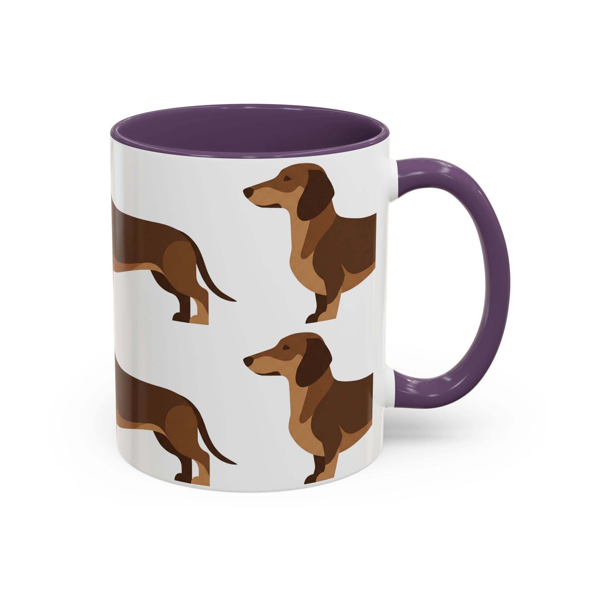 Dachshund Pattern Accent Coffee Mug — Cute Wiener Sausage Dog Ceramic Mug (11/15 oz)