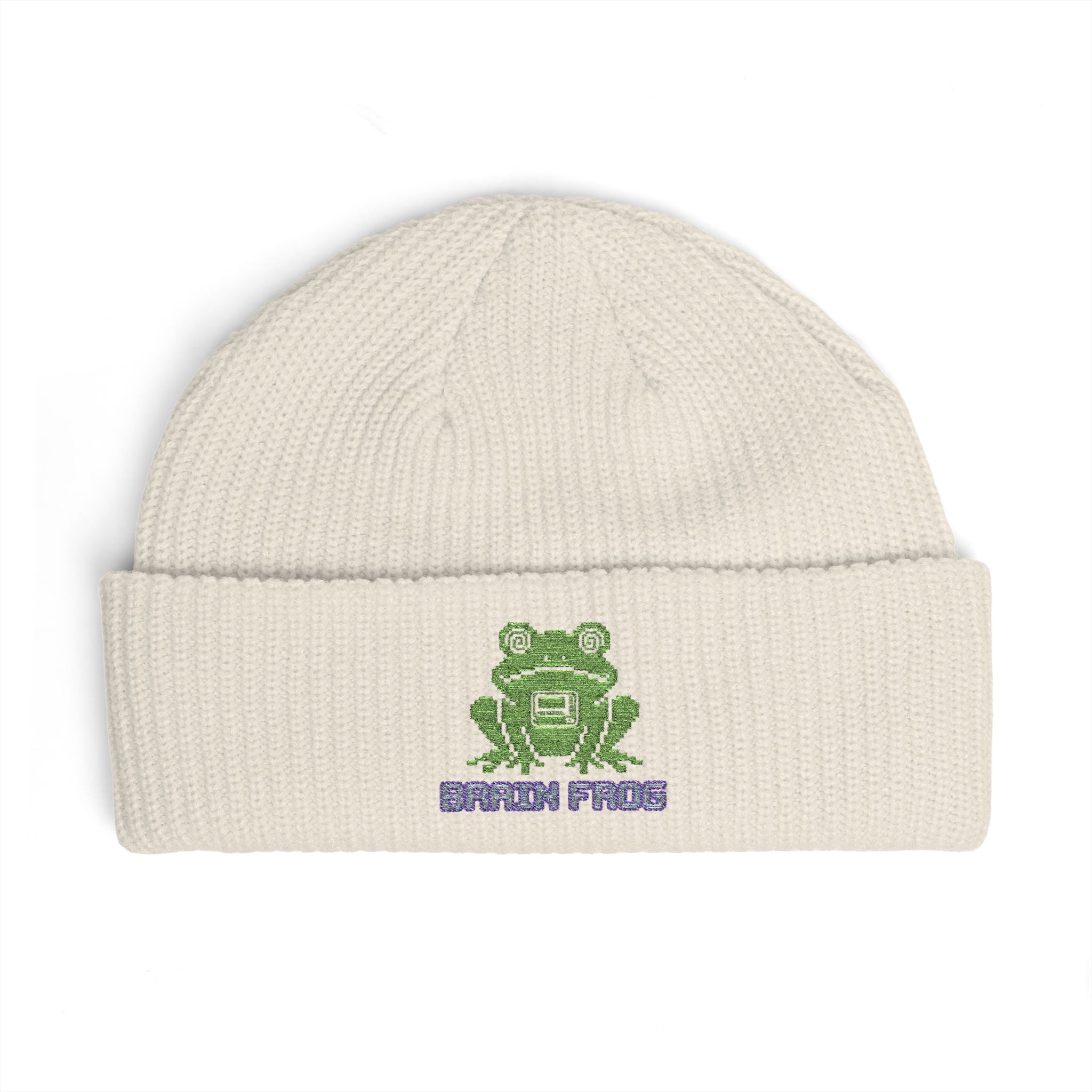 Copy of Embroidered 'Brain Frog' Cuff Beanie