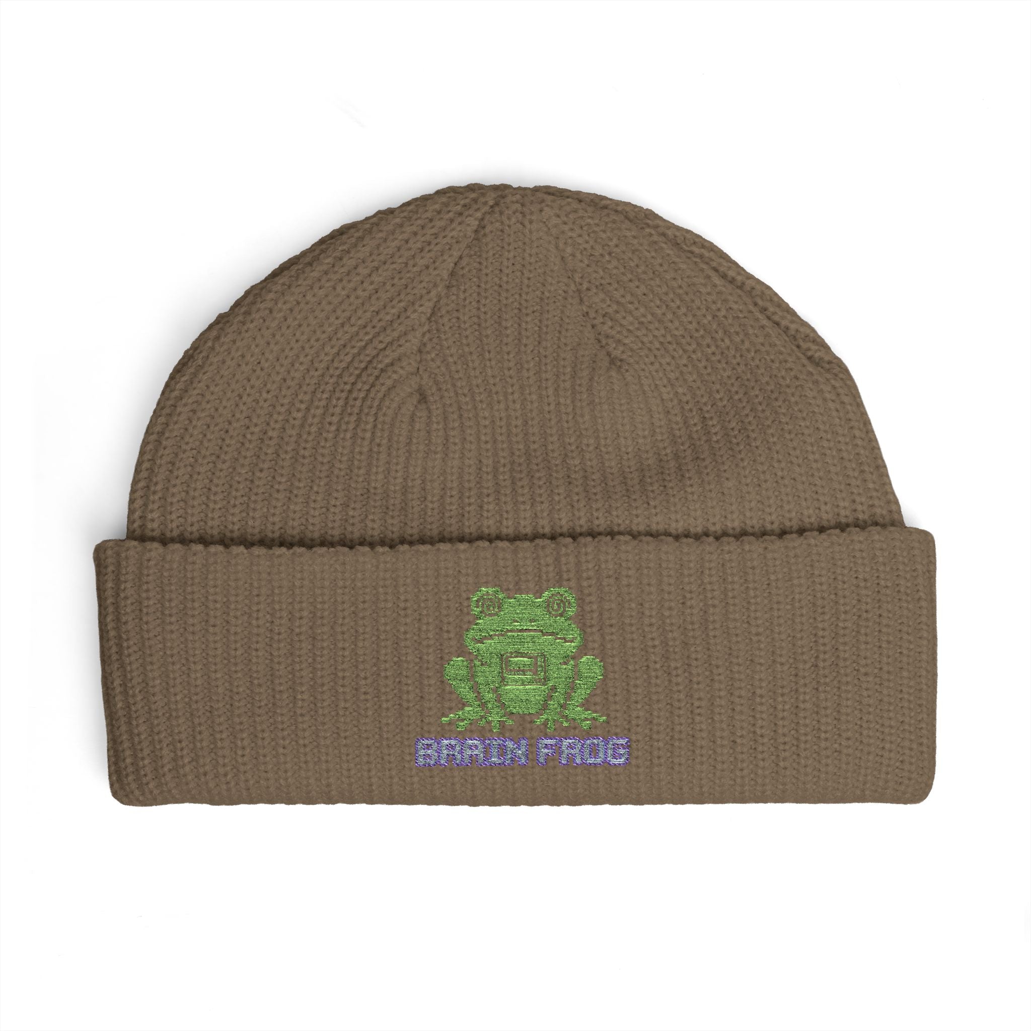 Copy of Embroidered 'Brain Frog' Cuff Beanie