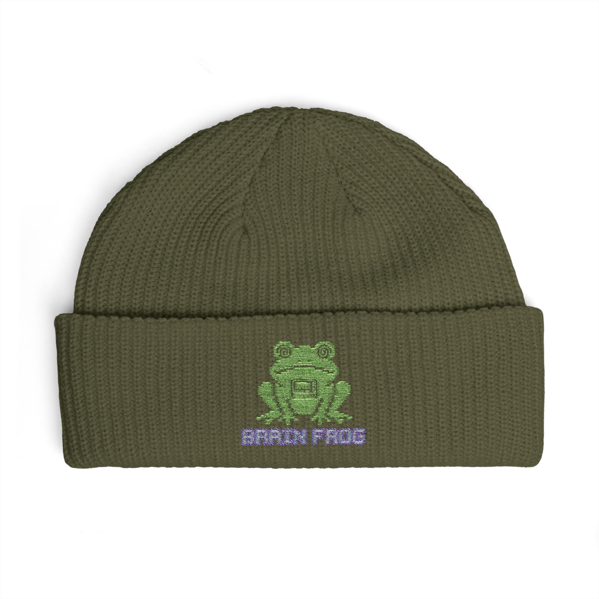 Copy of Embroidered 'Brain Frog' Cuff Beanie
