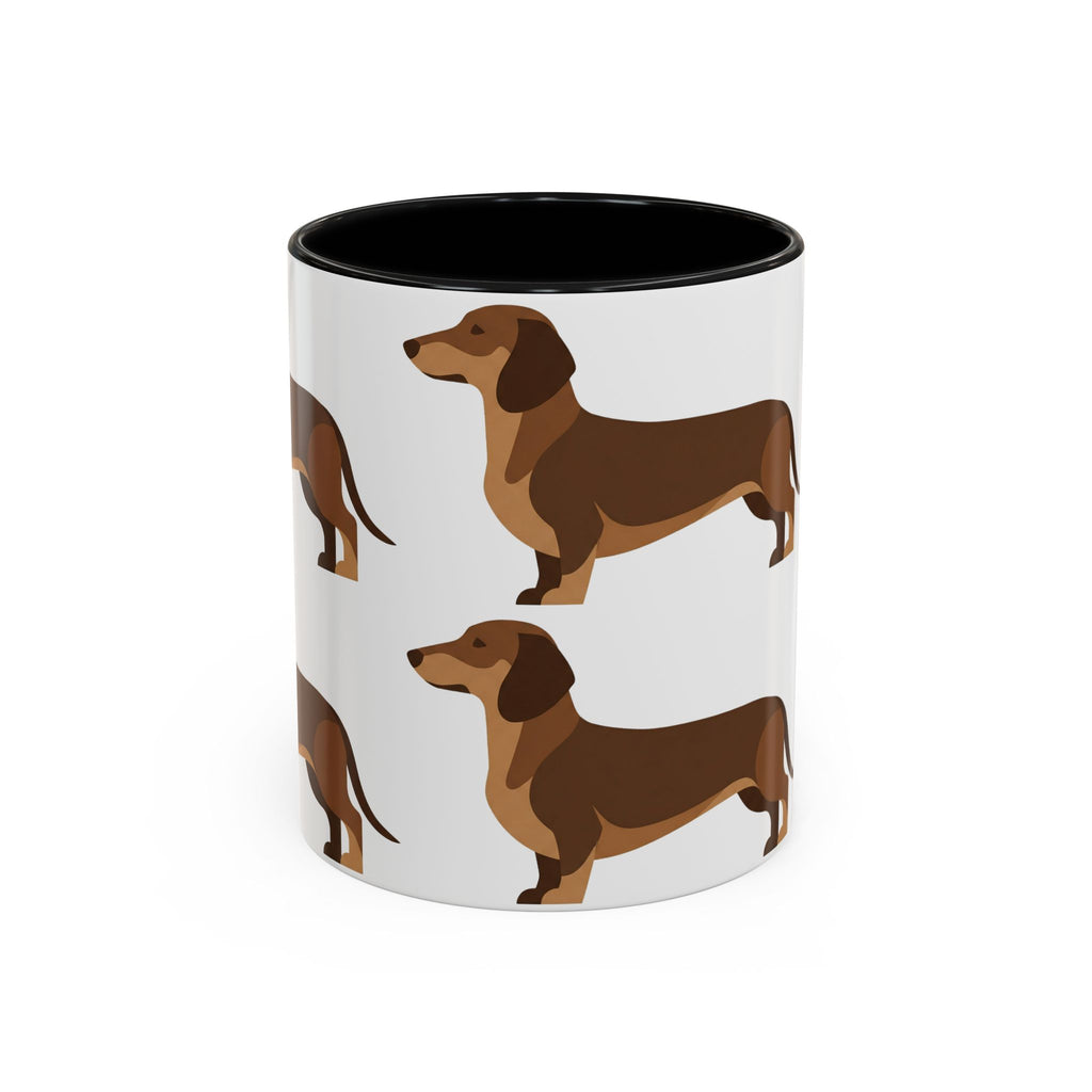 Dachshund Pattern Accent Coffee Mug — Cute Wiener Sausage Dog Ceramic Mug (11/15 oz)