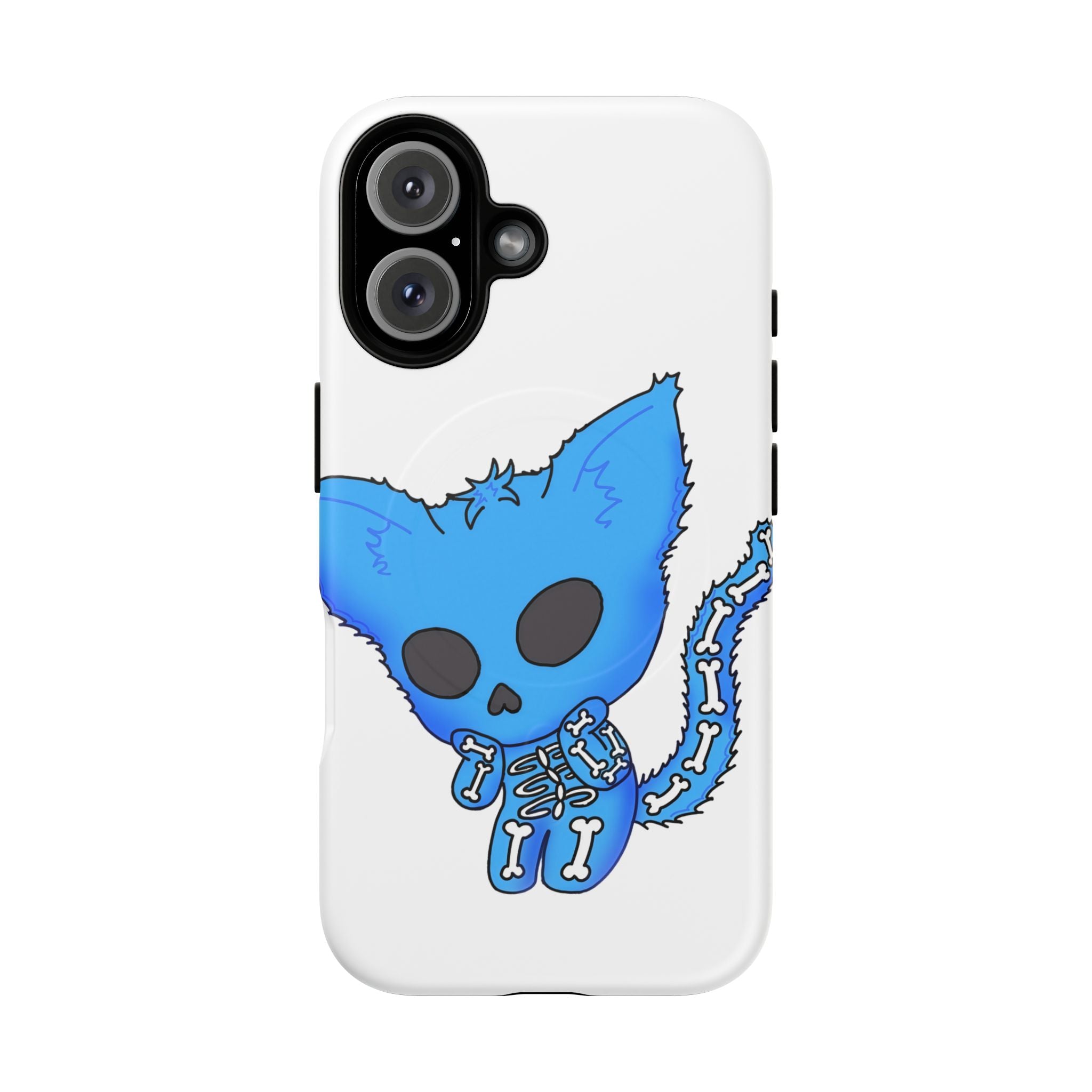 Blue Skeleton Cat Tough Magnetic Phone Case | Design by Jessica B