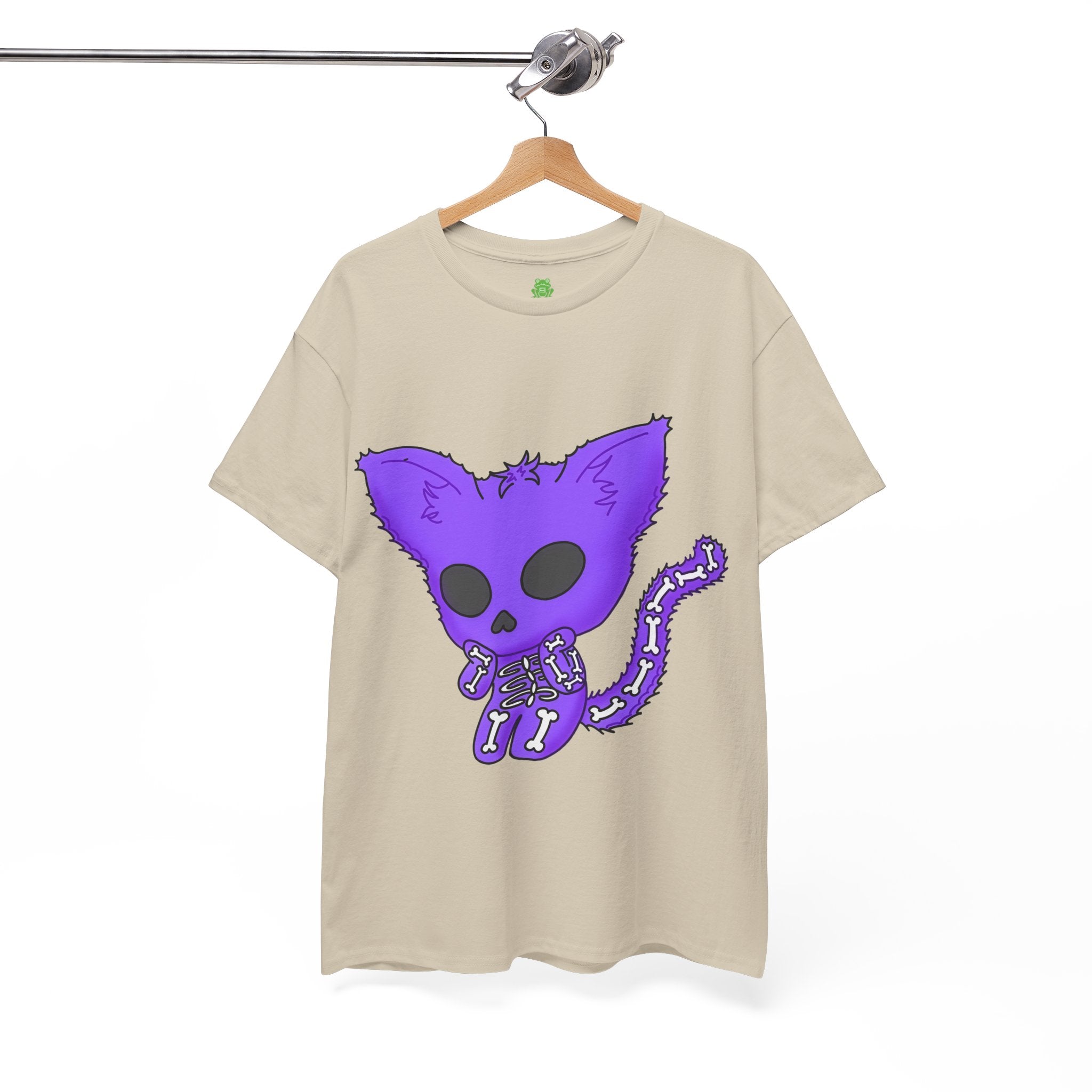 Purple Skeleton Cat Graphic Tee - Cute Creepy Kitty Shirt - 100% Cotton