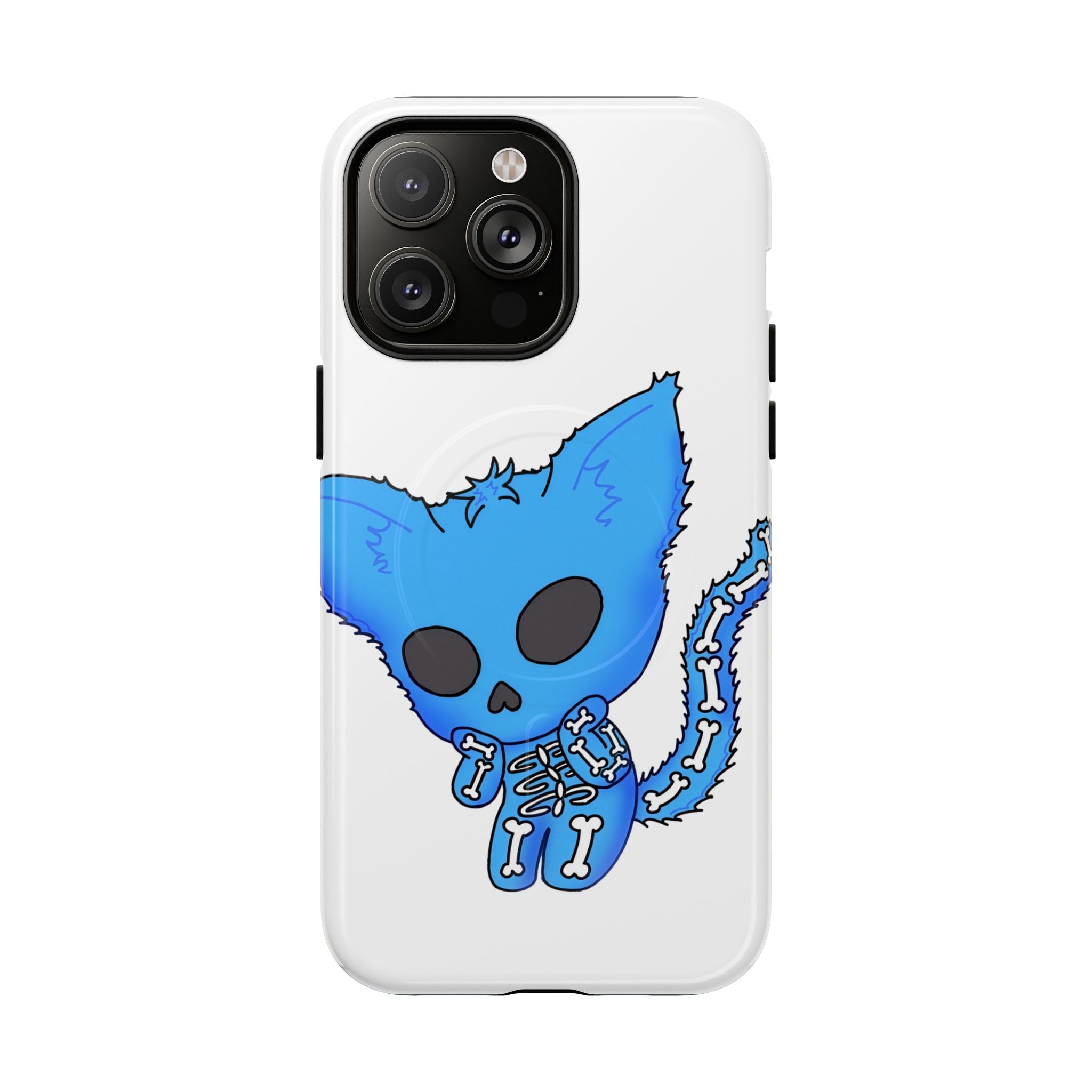 Blue Skeleton Cat Tough Magnetic Phone Case | Design by Jessica B