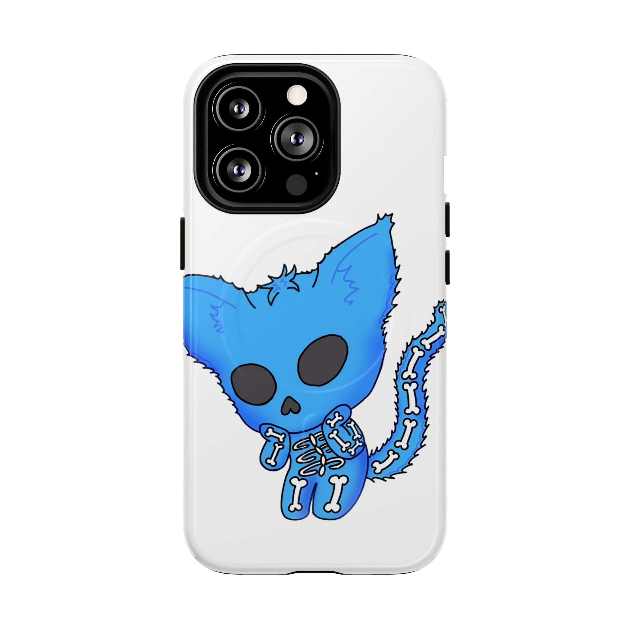 Blue Skeleton Cat Tough Magnetic Phone Case | Design by Jessica B