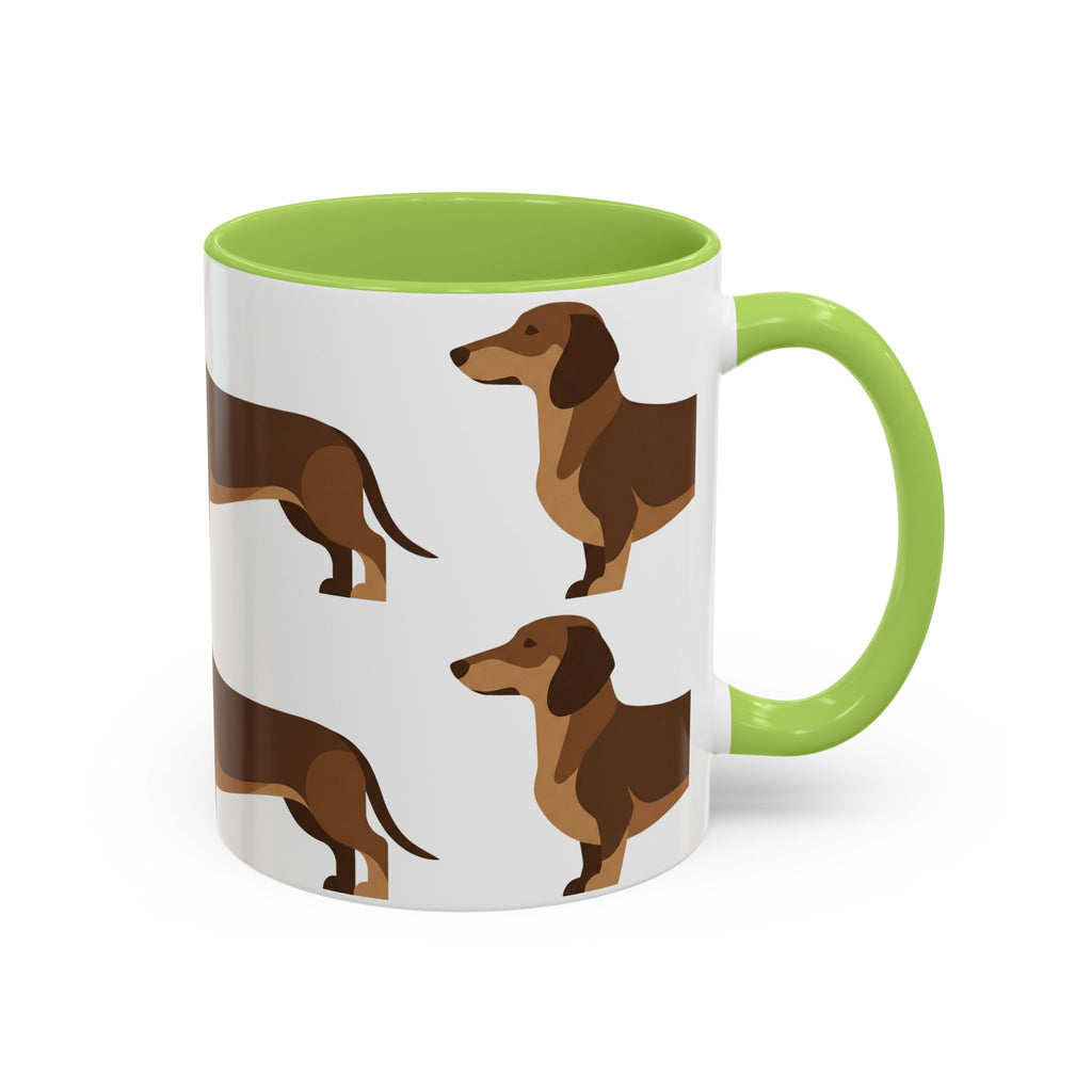 Dachshund Pattern Accent Coffee Mug — Cute Wiener Sausage Dog Ceramic Mug (11/15 oz)