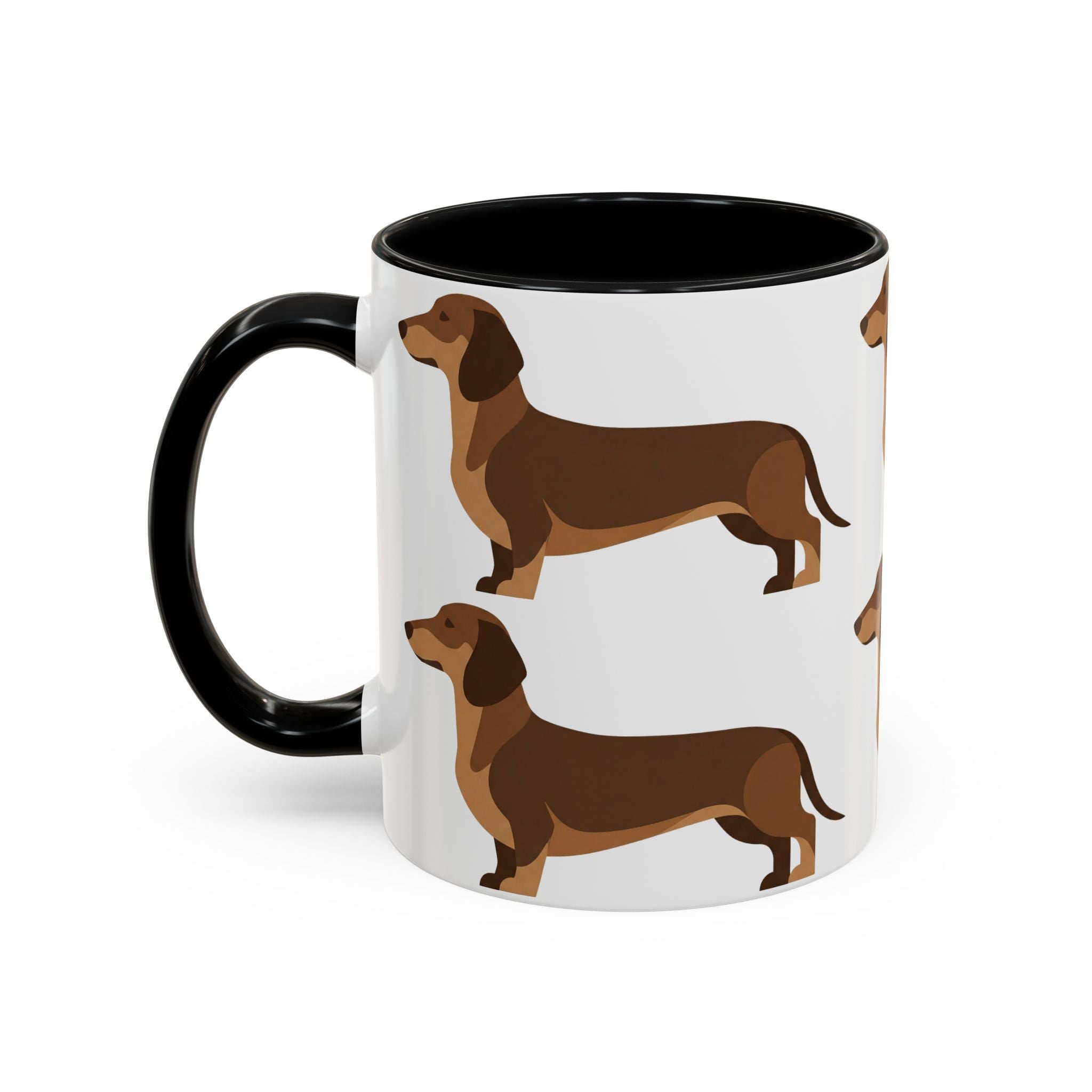 Dachshund Pattern Accent Coffee Mug — Cute Wiener Sausage Dog Ceramic Mug (11/15 oz)