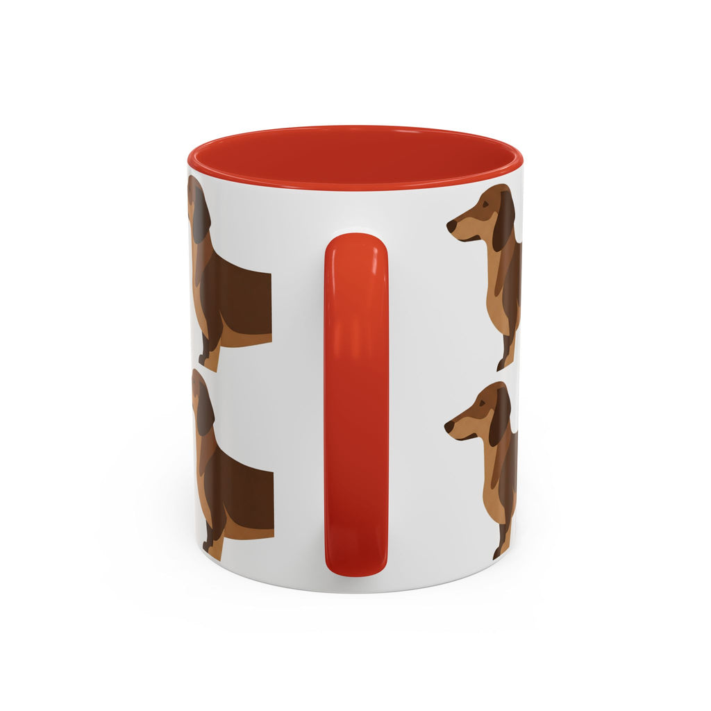 Dachshund Pattern Accent Coffee Mug — Cute Wiener Sausage Dog Ceramic Mug (11/15 oz)