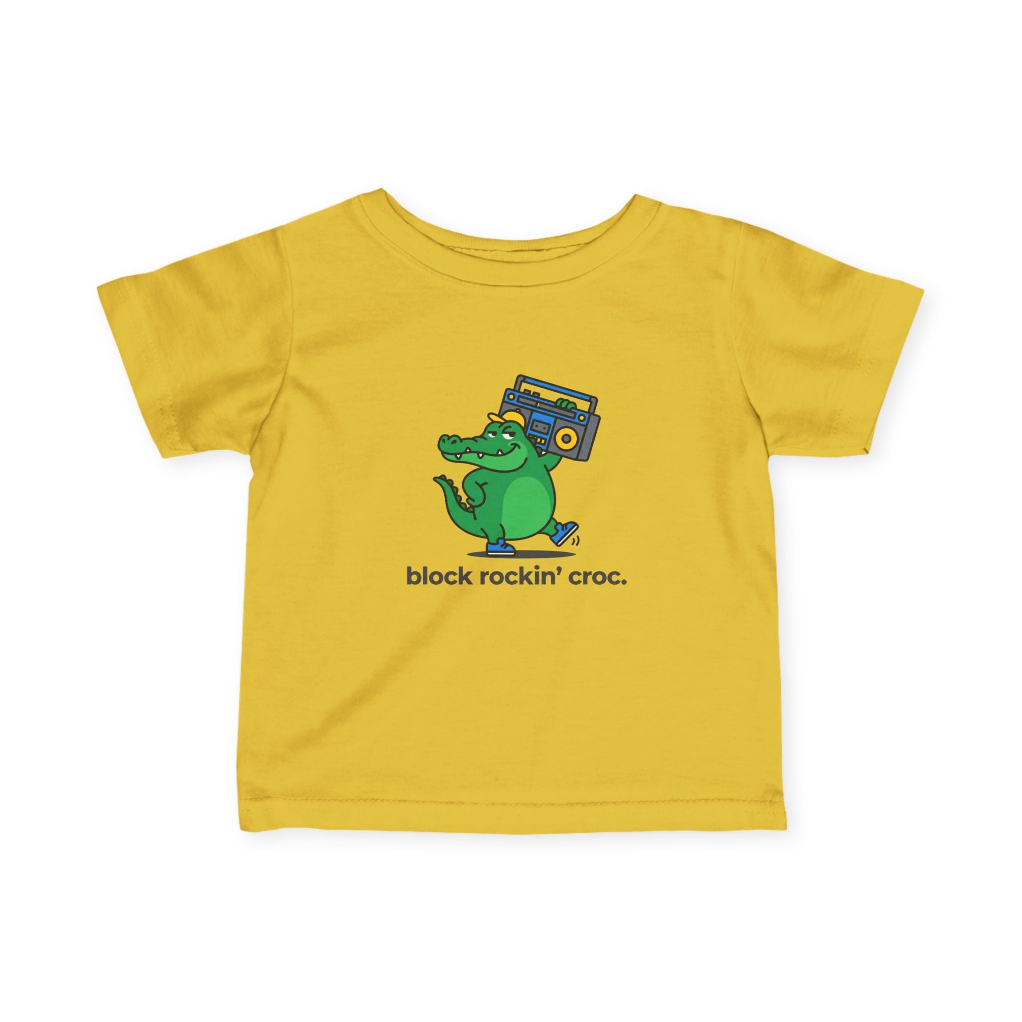 Infant Tee - 'Block Rockin' Croc' Cute Alligator Baby Shirt - 100% Cotton
