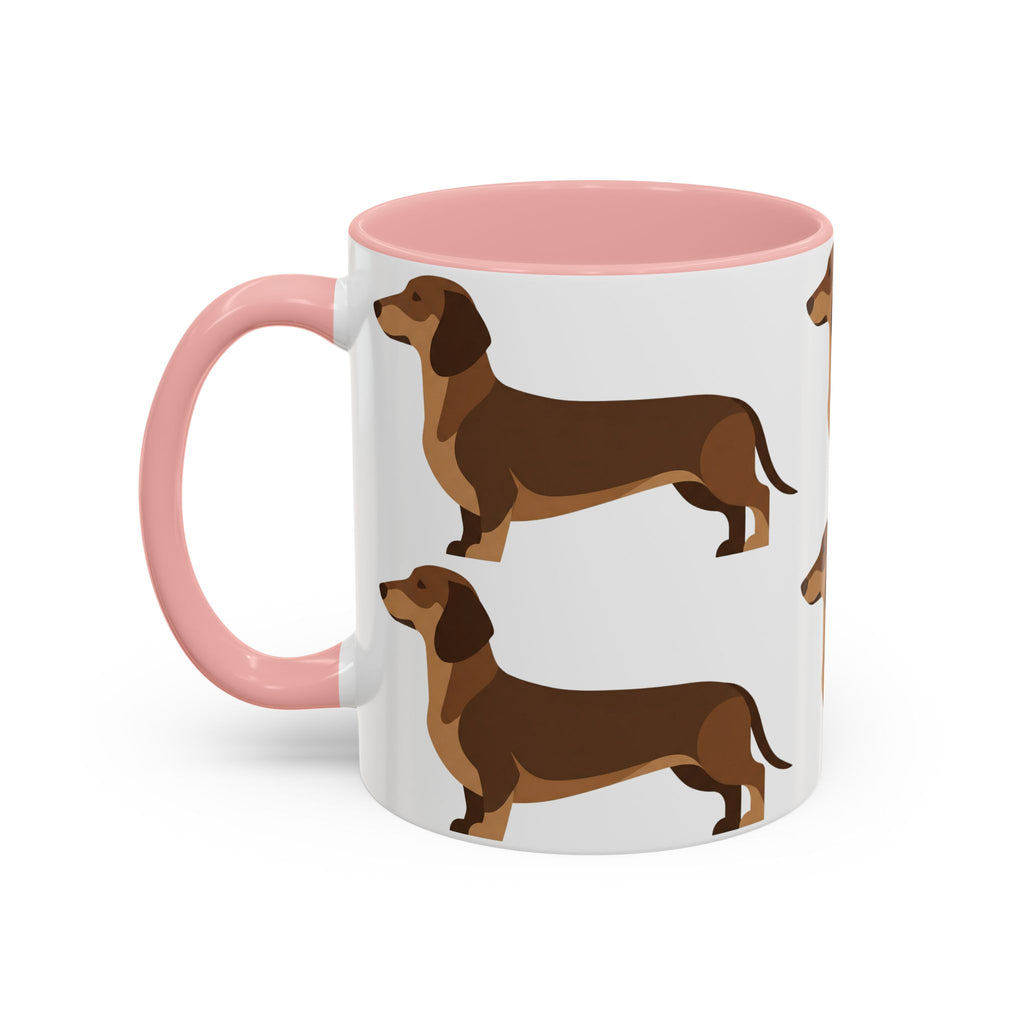 Dachshund Pattern Accent Coffee Mug — Cute Wiener Sausage Dog Ceramic Mug (11/15 oz)